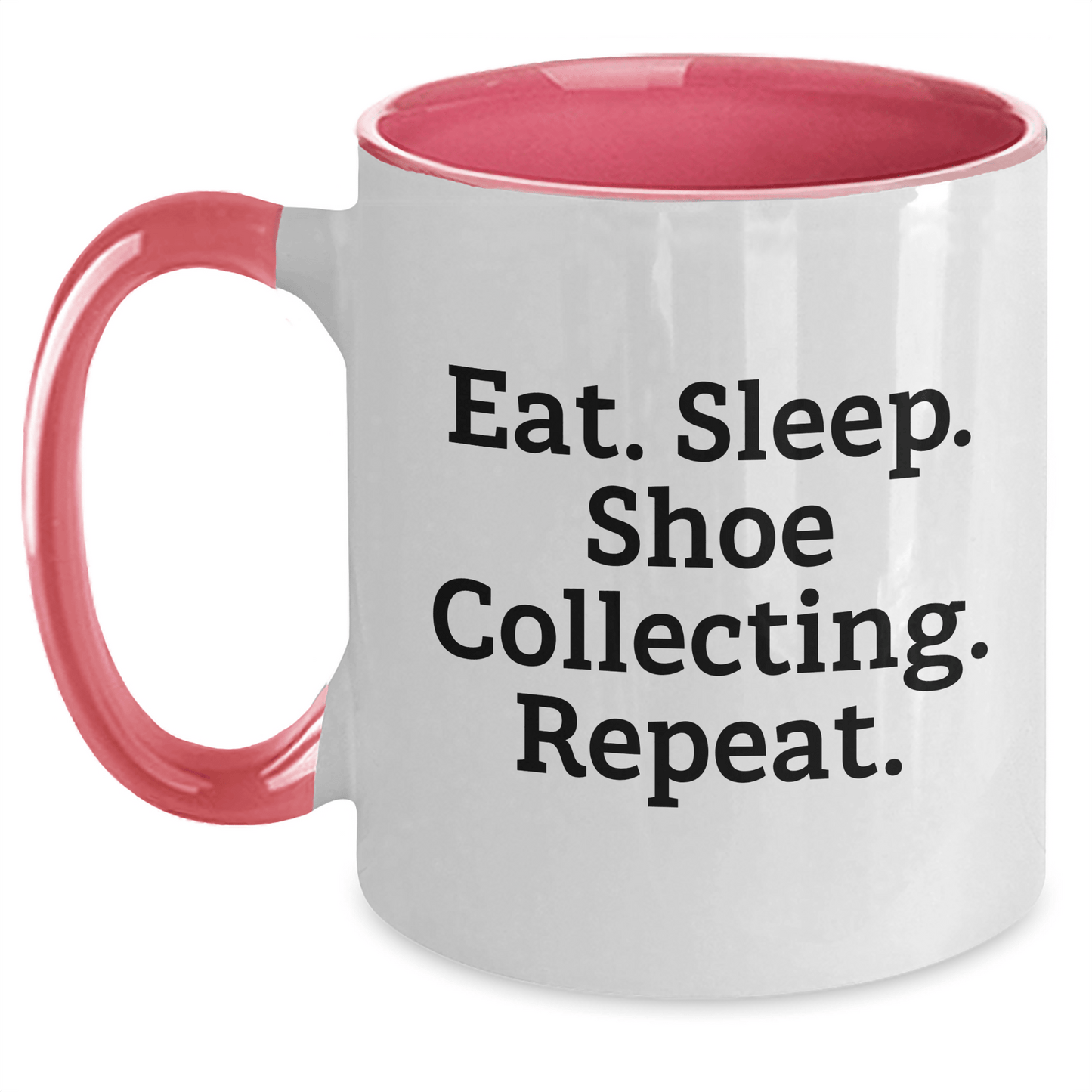 Funny Shoe Collecting Gifts for Him - Eat. Sleep. Shoe Collecting. Repeat. Two Tone Coffee Mug, Gifts from Men for Shoe Collecting Enthusiast, Father's Day Unique Gifts - Victory Thru Vision