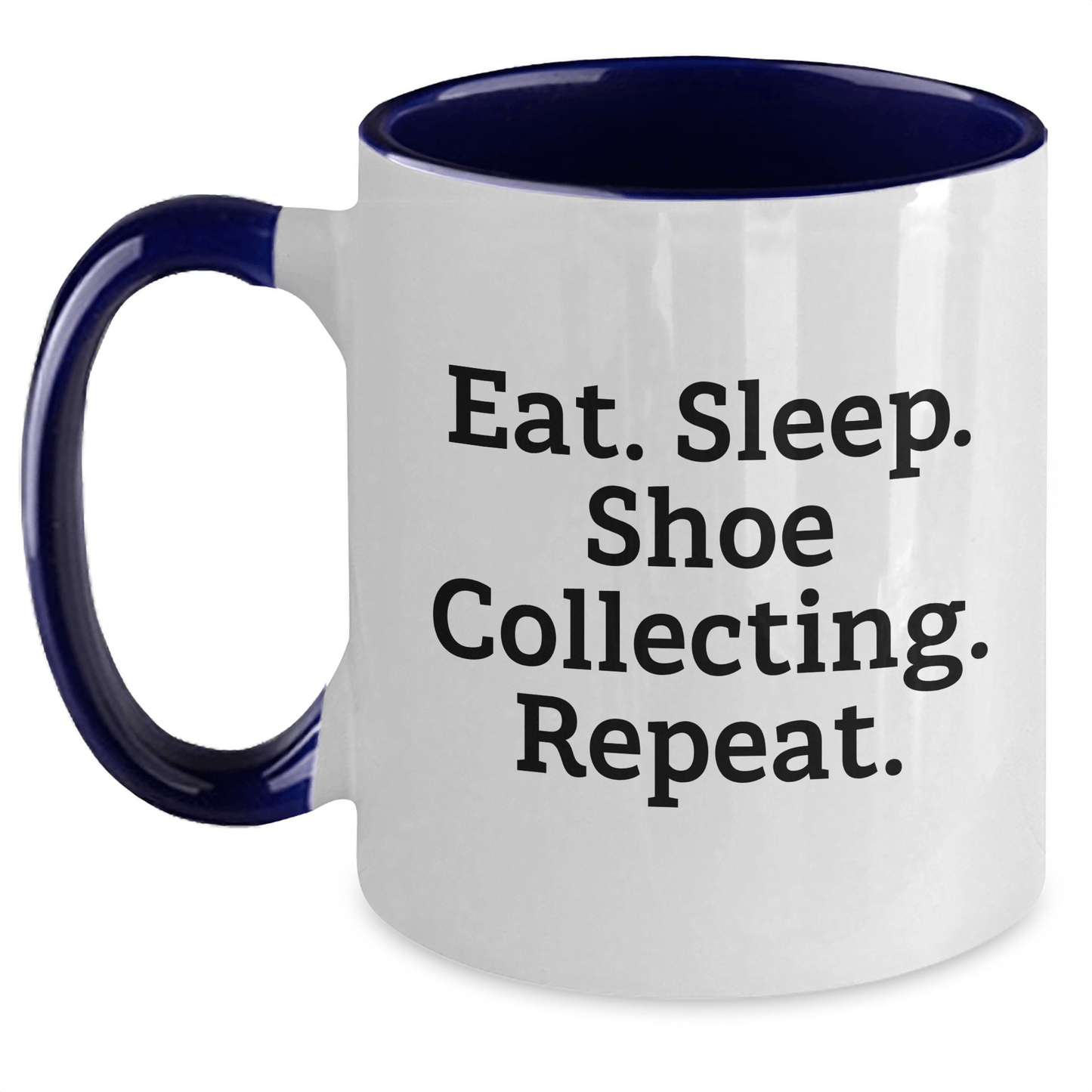 Funny Shoe Collecting Gifts for Him - Eat. Sleep. Shoe Collecting. Repeat. Two Tone Coffee Mug, Gifts from Men for Shoe Collecting Enthusiast, Father's Day Unique Gifts - Victory Thru Vision