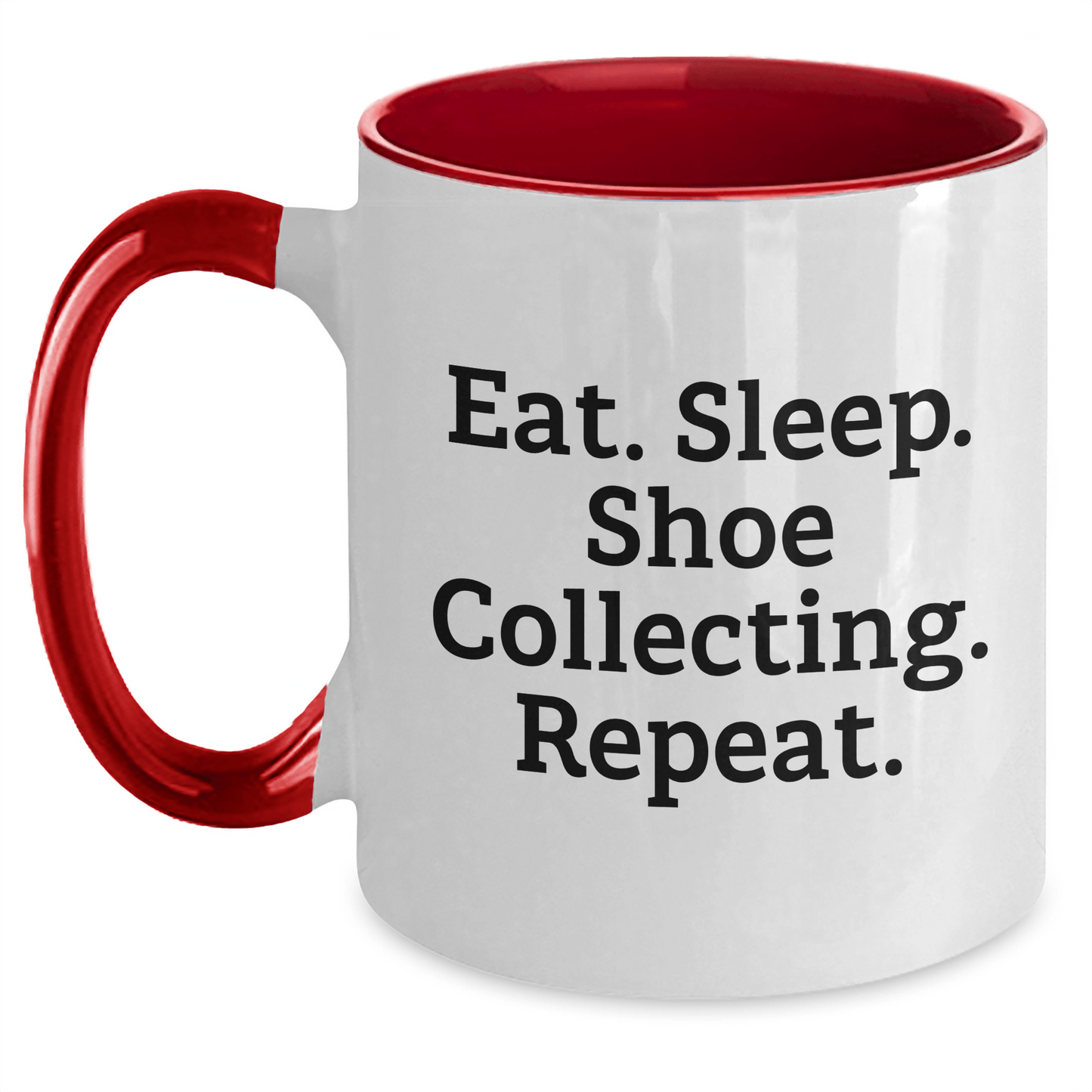 Funny Shoe Collecting Gifts for Him - Eat. Sleep. Shoe Collecting. Repeat. Two Tone Coffee Mug, Gifts from Men for Shoe Collecting Enthusiast, Father's Day Unique Gifts - Victory Thru Vision