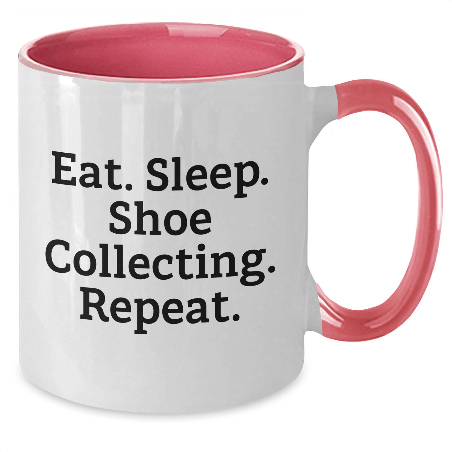 Funny Shoe Collecting Gifts for Him - Eat. Sleep. Shoe Collecting. Repeat. Two Tone Coffee Mug, Gifts from Men for Shoe Collecting Enthusiast, Father's Day Unique Gifts - Victory Thru Vision