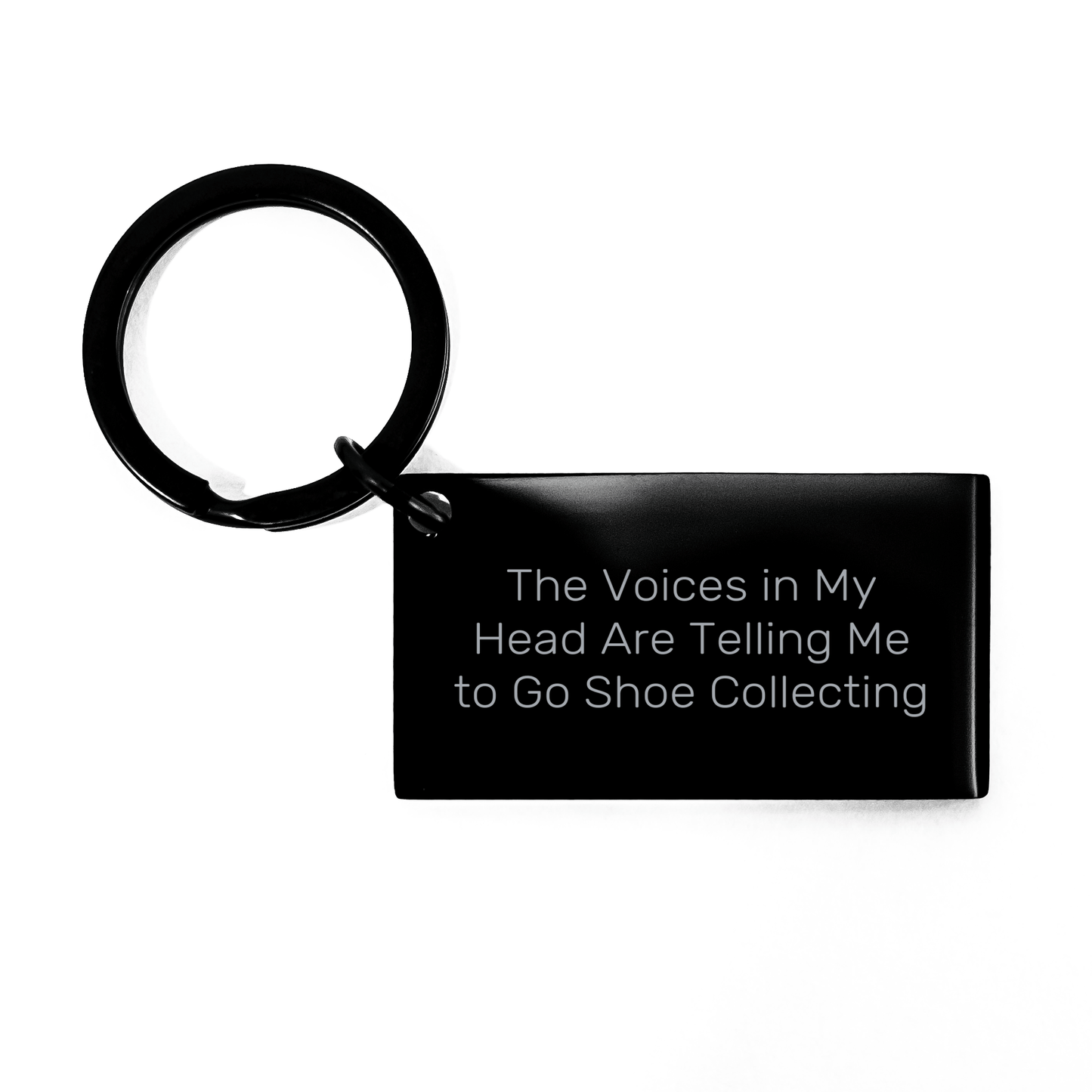 Funny Shoe Collecting Gifts for Men, Keychain with Inspirational Quote 'The Voices In My Head Are Telling Me To Go Shoe Collecting' - Graduation Unique Gifts from Friends to Family - Victory Thru Vision