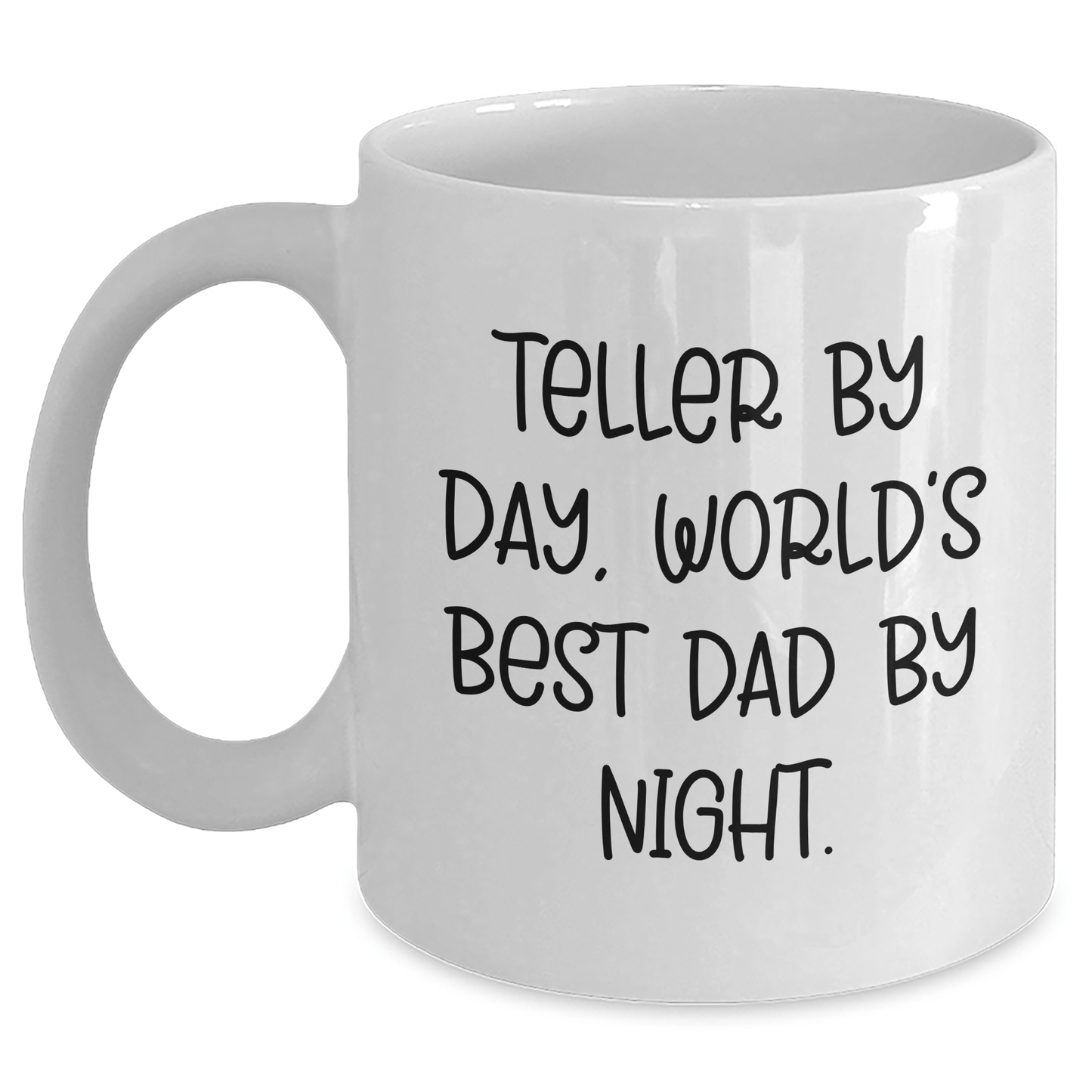 Funny Teller Gifts for Dad - Teller By Day, World's Best Dad By Night. White Coffee Mug - Victory Thru Vision