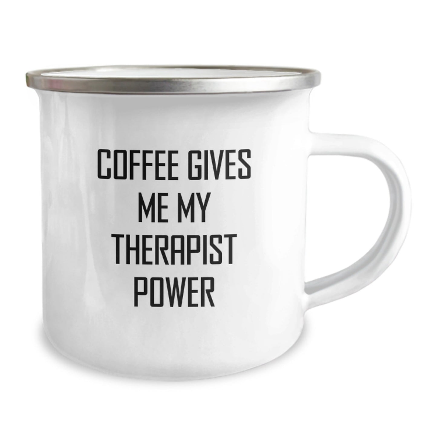 Funny Therapist Gifts from Friends - Coffee Gives Me My Therapist Power Camping Mug Gifts for Therapist's Birthday - Victory Thru Vision