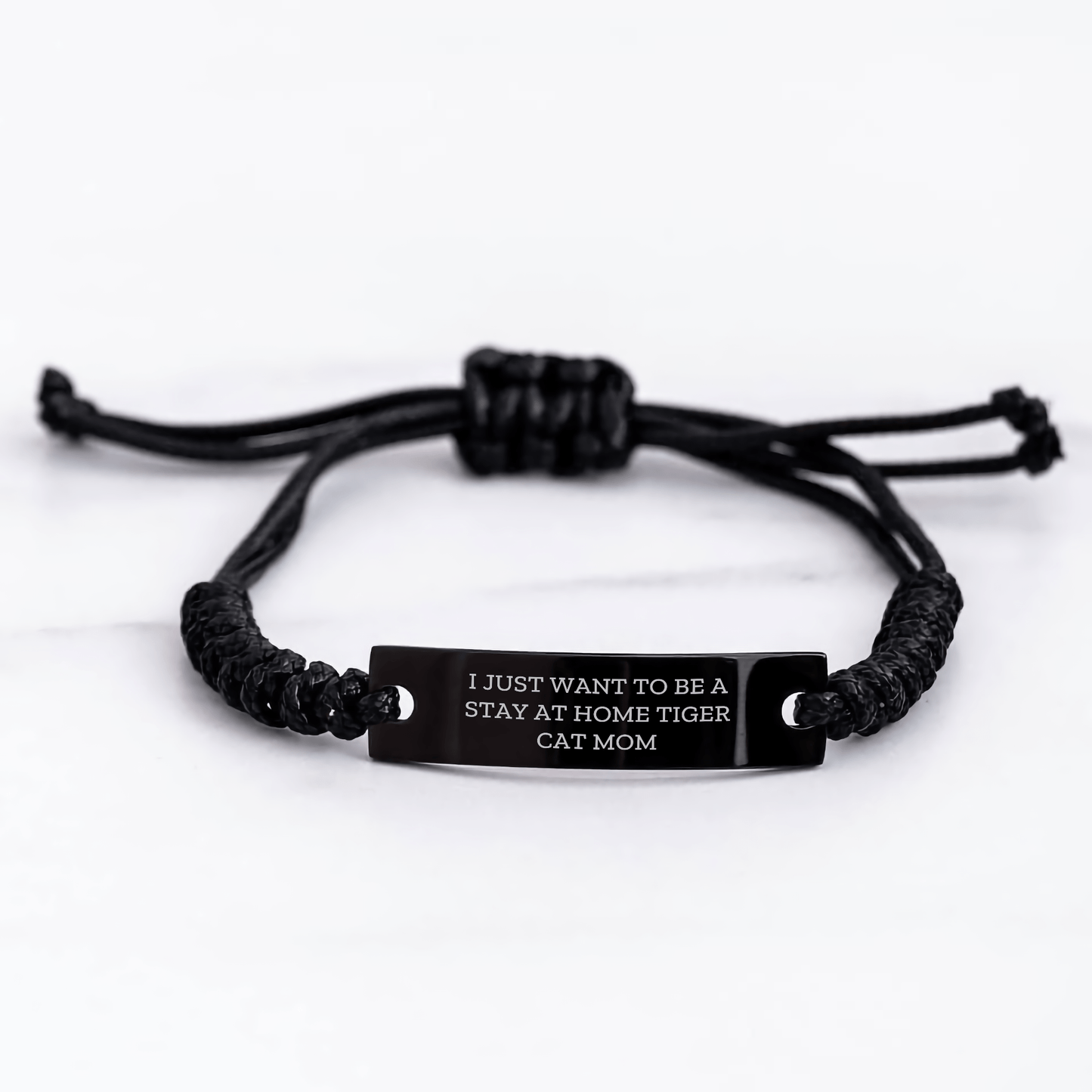 Funny Tiger Cat Gifts, Rope Interlaced Black Stainless Steel, Gifts from Men to Tiger Cat Dad, Father's Day Unique Tiger Cat Mom - Victory Thru Vision