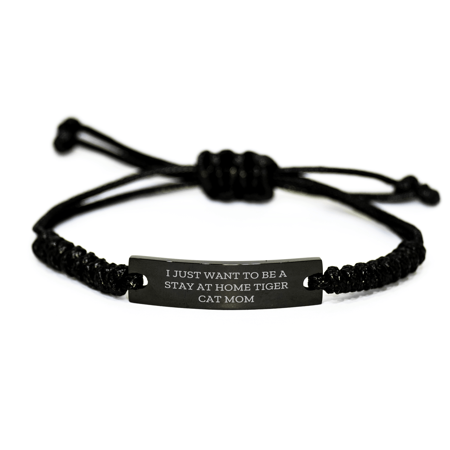 Funny Tiger Cat Gifts, Rope Interlaced Black Stainless Steel, Gifts from Men to Tiger Cat Dad, Father's Day Unique Tiger Cat Mom - Victory Thru Vision