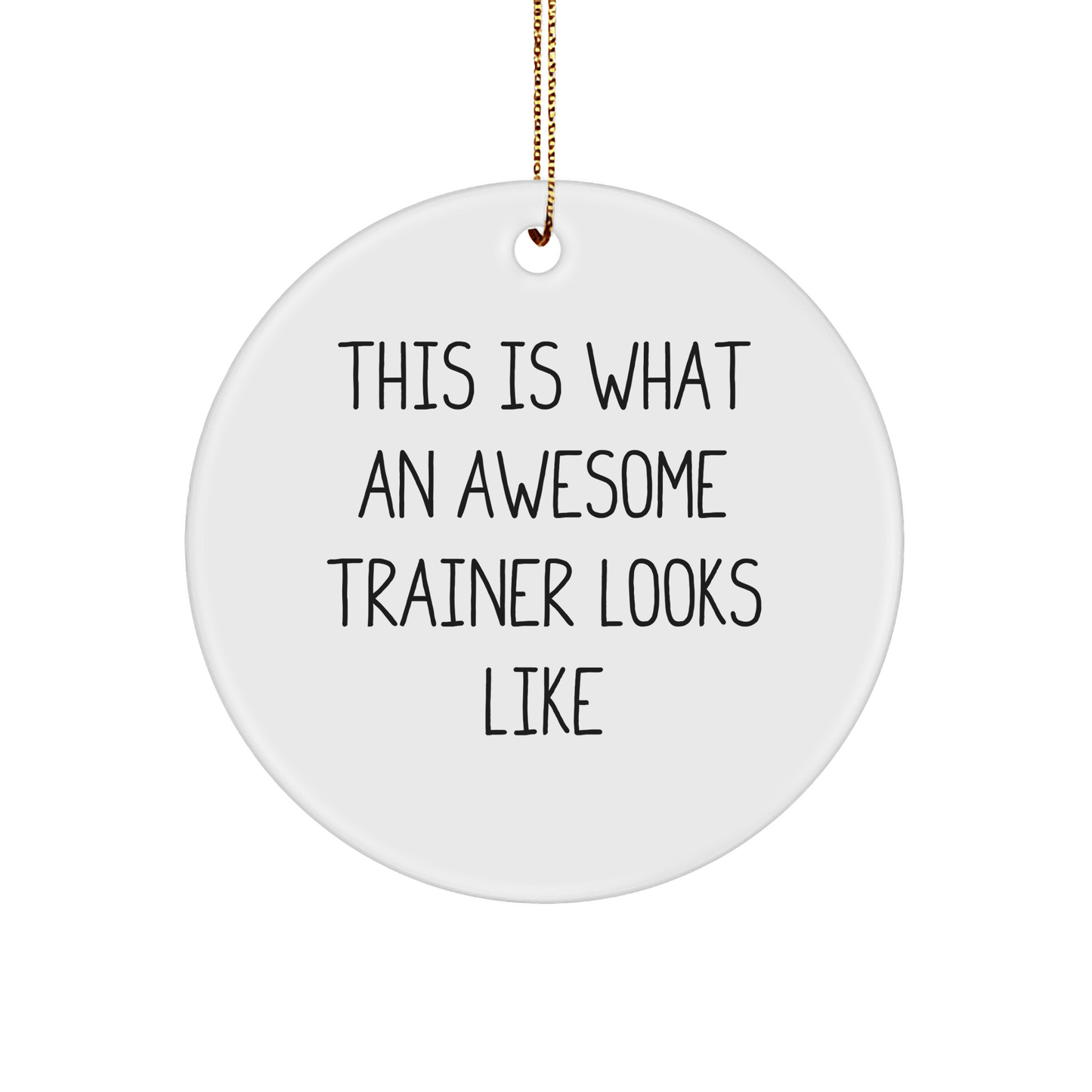 Funny Trainer Gifts from Friends, Christmas Unique Circle Ornaments with Quote 'This Is What An Awesome Trainer Looks Like' for Men, Women, Family - Victory Thru Vision