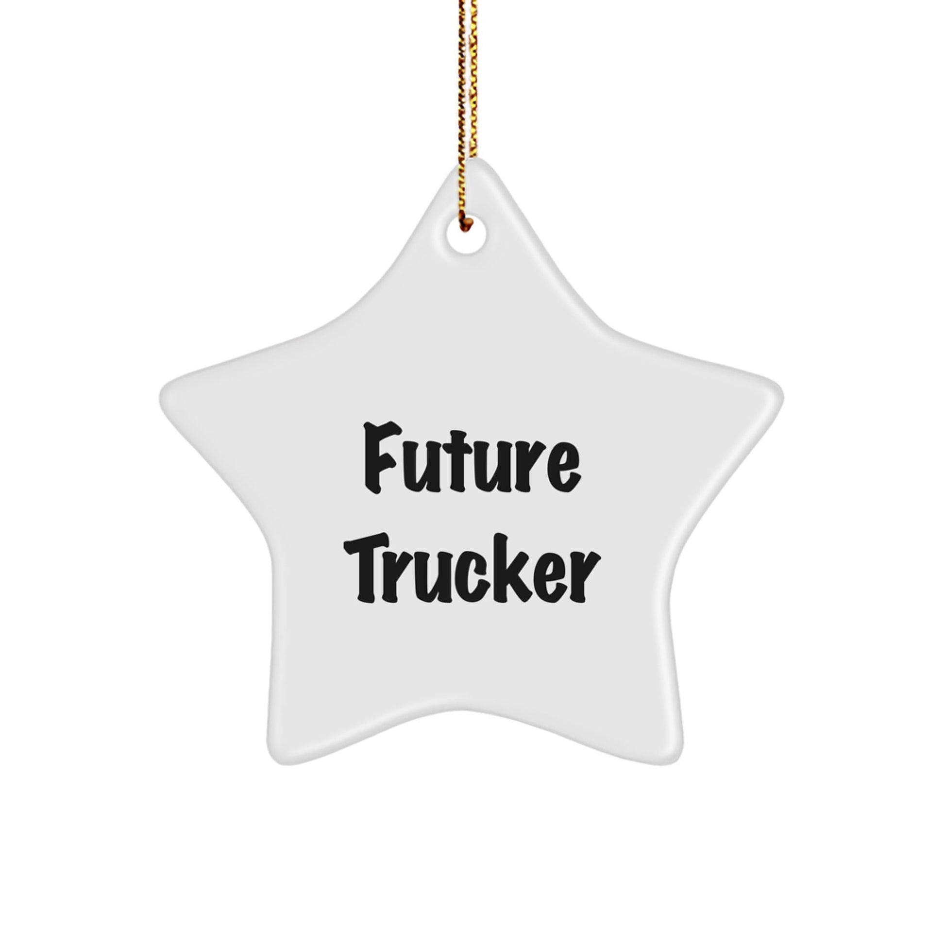 Funny Trucker Gifts - Future Trucker Star Ornament, White, 3.25'' Tall - Gifts from Friends, Family, Coworkers, or Men - Perfect for Christmas Decorating - Victory Thru Vision