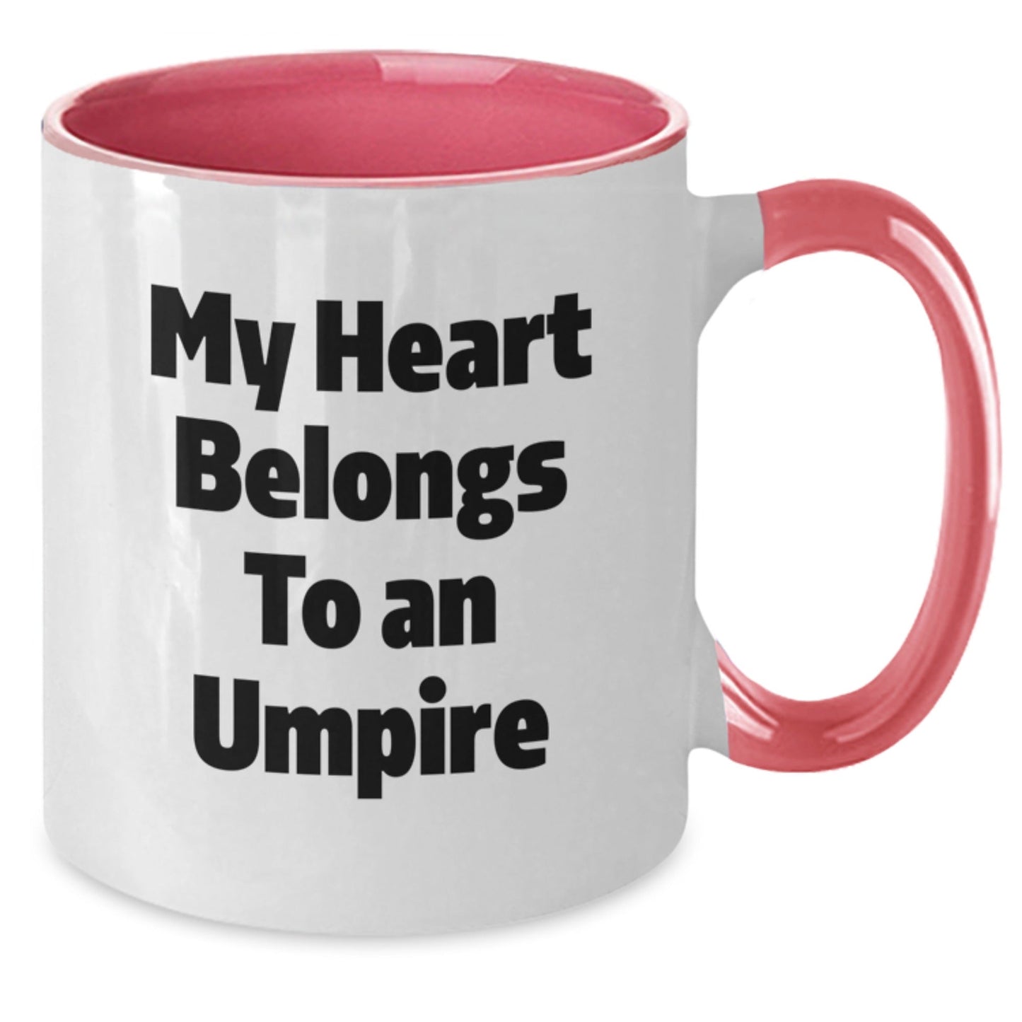 Funny Umpire Gifts from Friends or Family - My Heart Belongs To An Umpire Two Tone Coffee Mug, Birthday Unique Presents for Umpire Lovers - Victory Thru Vision