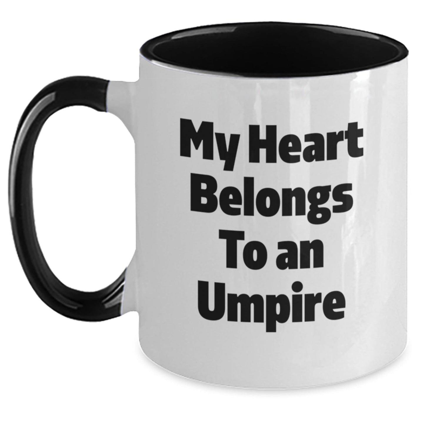 Funny Umpire Gifts from Friends or Family - My Heart Belongs To An Umpire Two Tone Coffee Mug, Birthday Unique Presents for Umpire Lovers - Victory Thru Vision