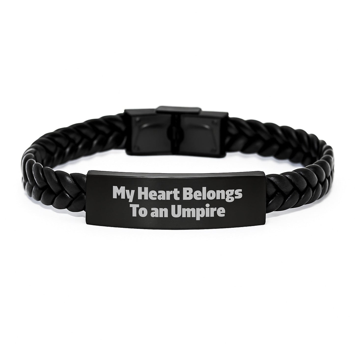 Funny Umpire Gifts from Mom - Interlaced Leather Bracelet for Umpire Lovers - 'My Heart Belongs To An Umpire' - Birthday Unique Gifts for Men - Victory Thru Vision