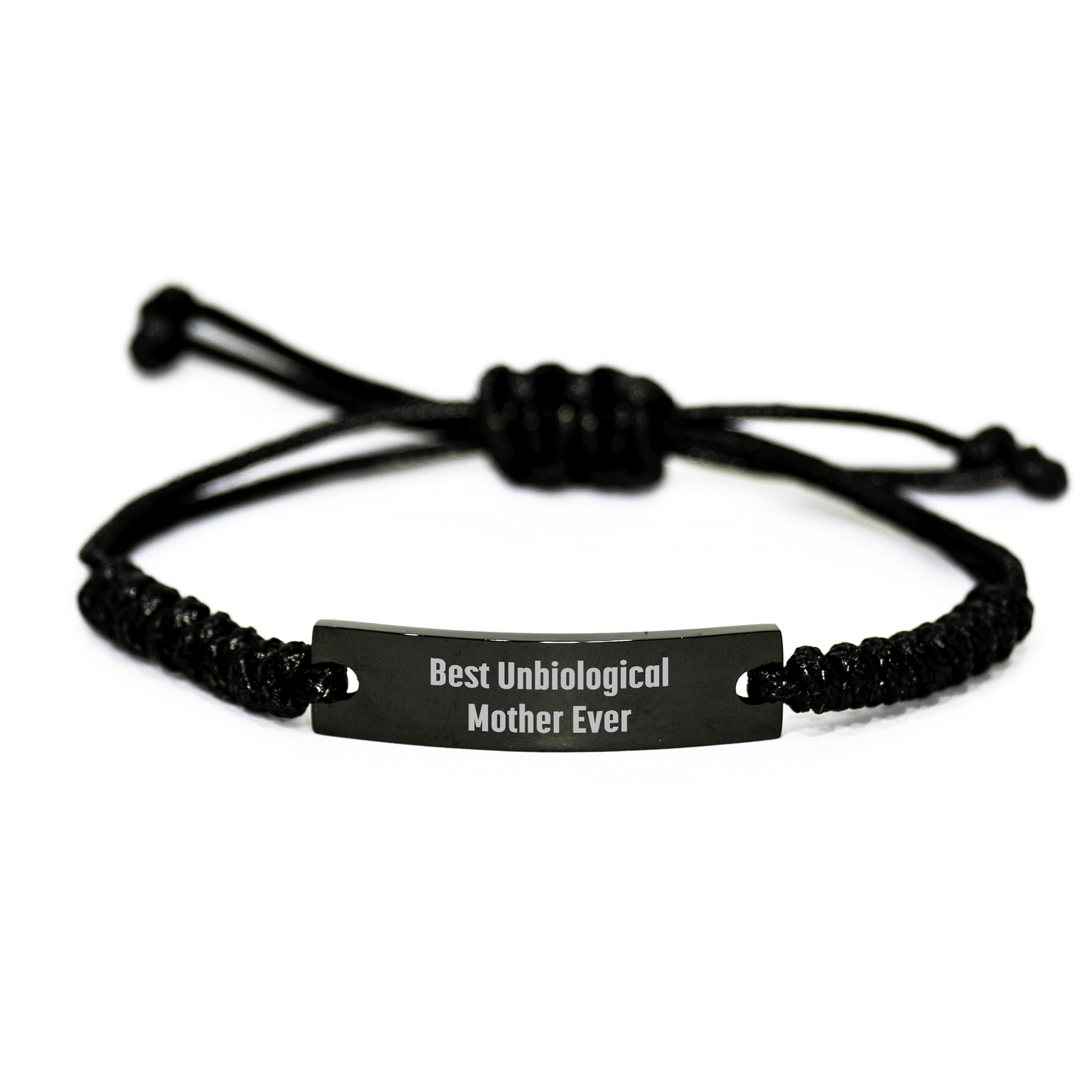 Funny Unbiological Mother Gifts - Best Unbiological Mother Ever Rope Bracelet, Adjustable from 3.34 to 9.84 inches, Perfect for Mother's Day Unique Gifts from Family or Friends - Victory Thru Vision