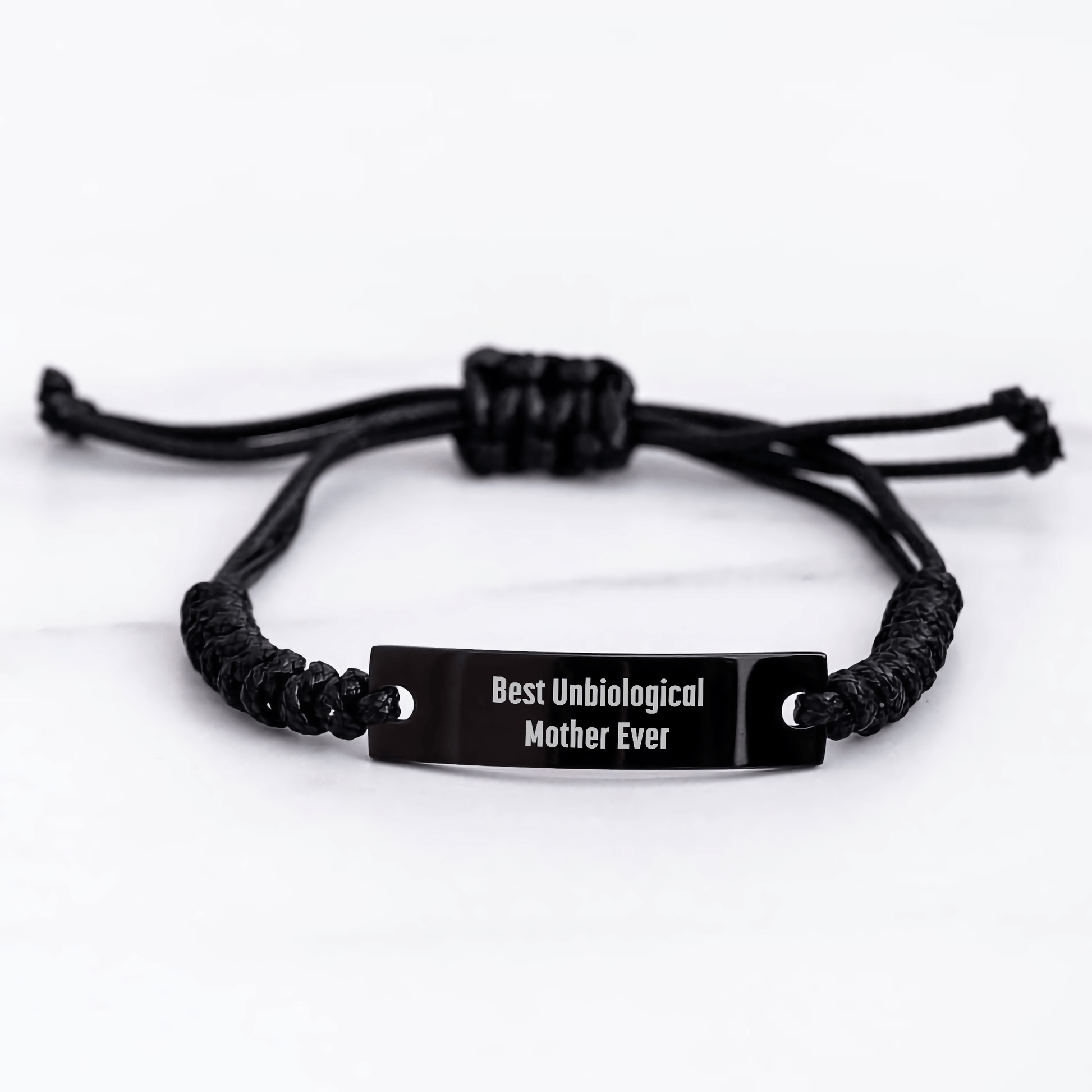Funny Unbiological Mother Gifts - Best Unbiological Mother Ever Rope Bracelet, Adjustable from 3.34 to 9.84 inches, Perfect for Mother's Day Unique Gifts from Family or Friends - Victory Thru Vision