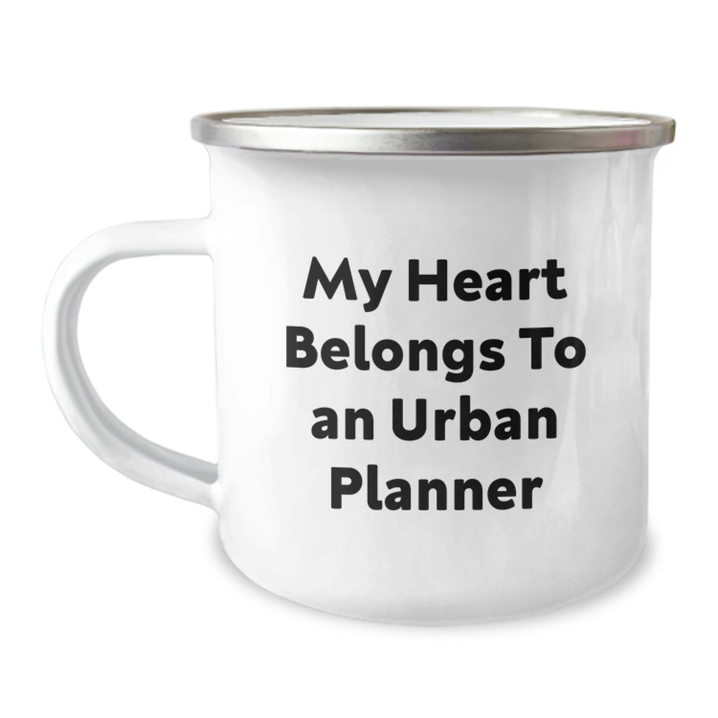 Funny Urban Planner Gifts for Him or Her, 'My Heart Belongs To An Urban Planner' Printed Camping Mug, Gifts from Family, Friends, or Coworkers for Graduation - Victory Thru Vision