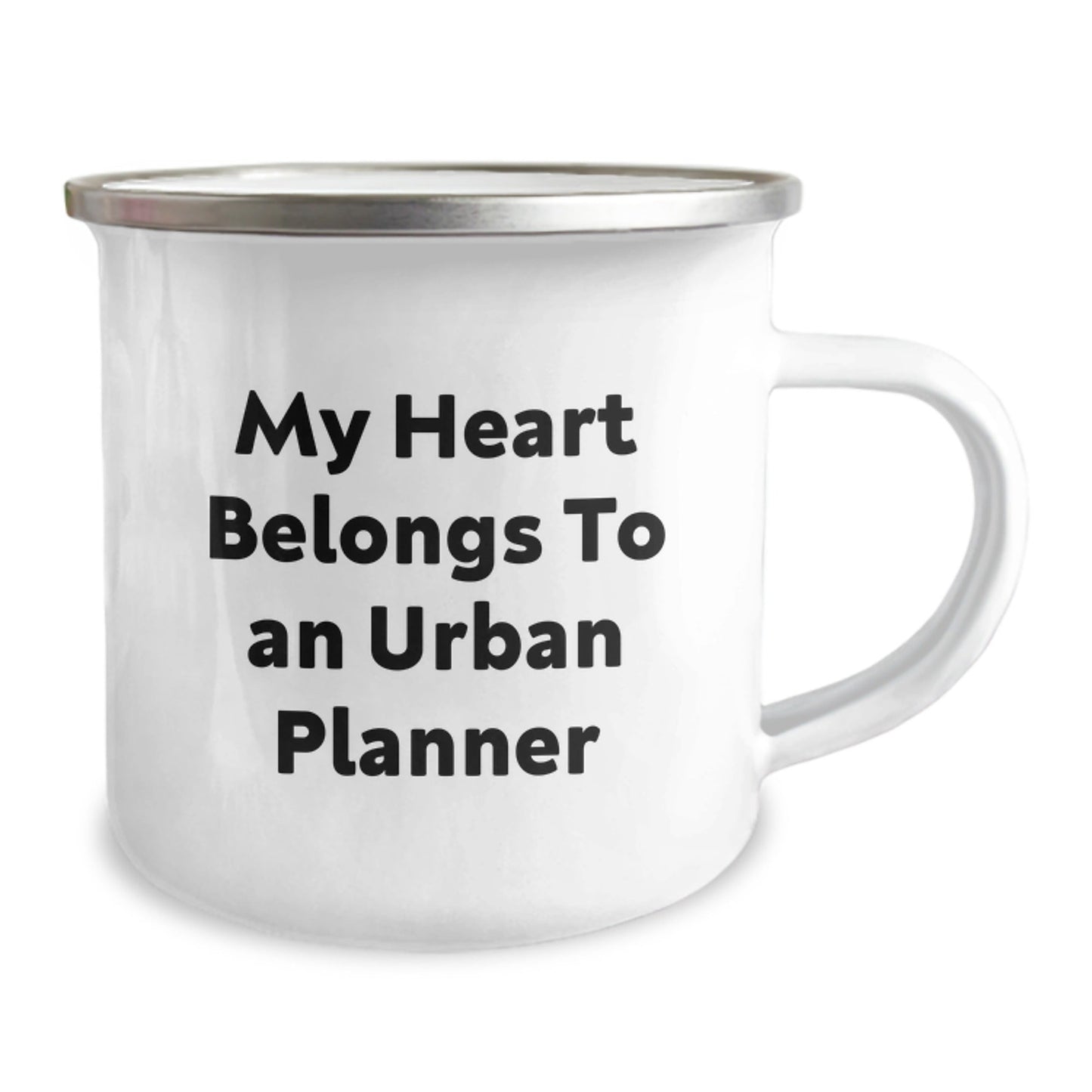 Funny Urban Planner Gifts for Him or Her, 'My Heart Belongs To An Urban Planner' Printed Camping Mug, Gifts from Family, Friends, or Coworkers for Graduation - Victory Thru Vision