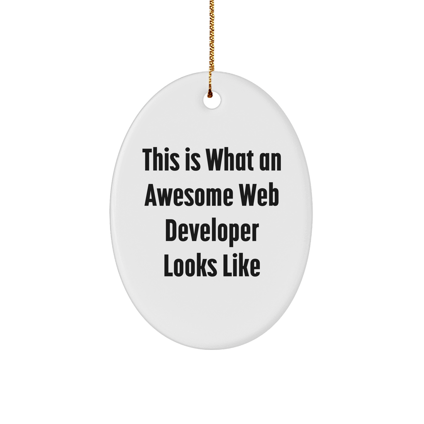 Funny Web Developer Gifts from Friends for Web Developer, Oval Ornament with Quote 'This Is What An Awesome Web Developer Looks Like', White Christmas Unique Gifts - Victory Thru Vision