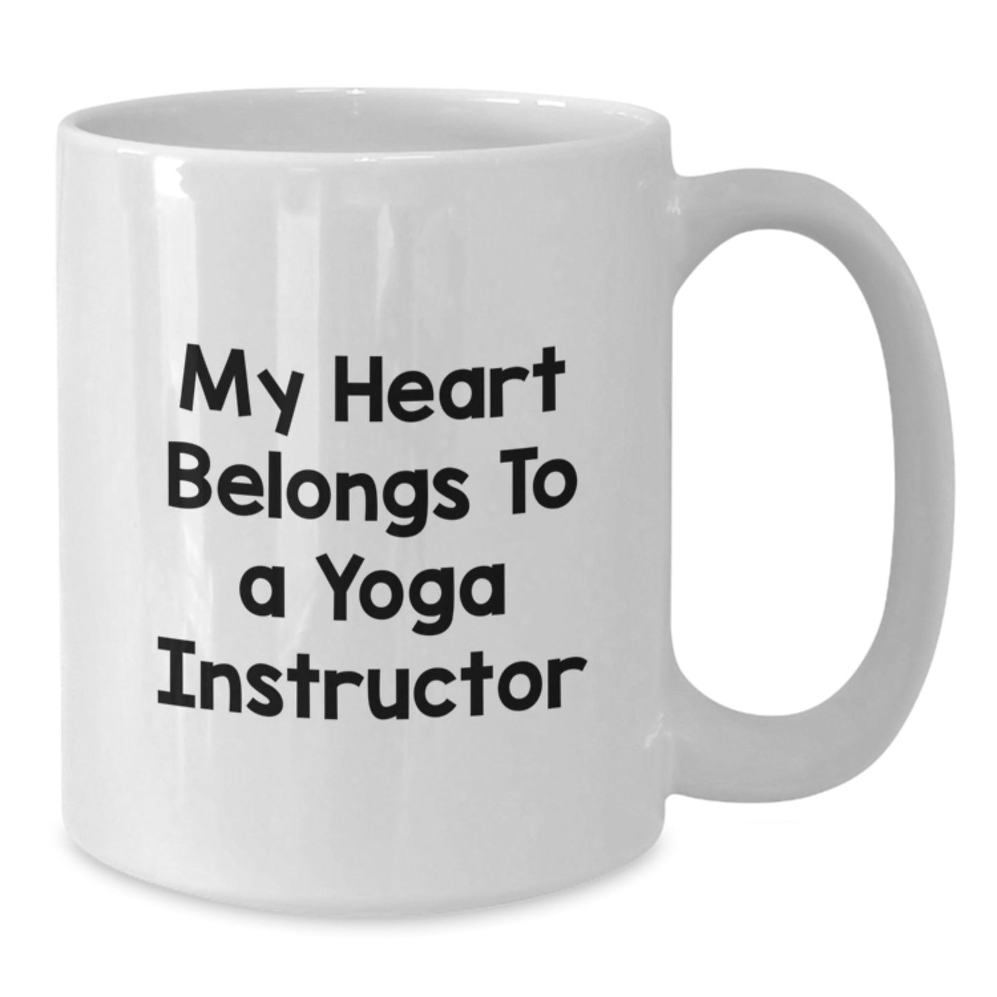 Funny Yoga Instructor Gifts from Friends, Gifts for Yoga Instructor Graduation, My Heart Belongs To A Yoga Instructor White Coffee Mug - Victory Thru Vision