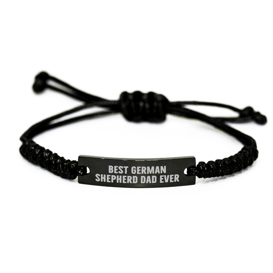 German Shepherd Dog Gifts, Funny Quote 'Best German Shepherd Dad Ever' Rope Bracelet, Adjustable 3.34-9.84 inches, Father's Day Unique Gifts from Men to German Shepherd Dog Lovers - Victory Thru Vision