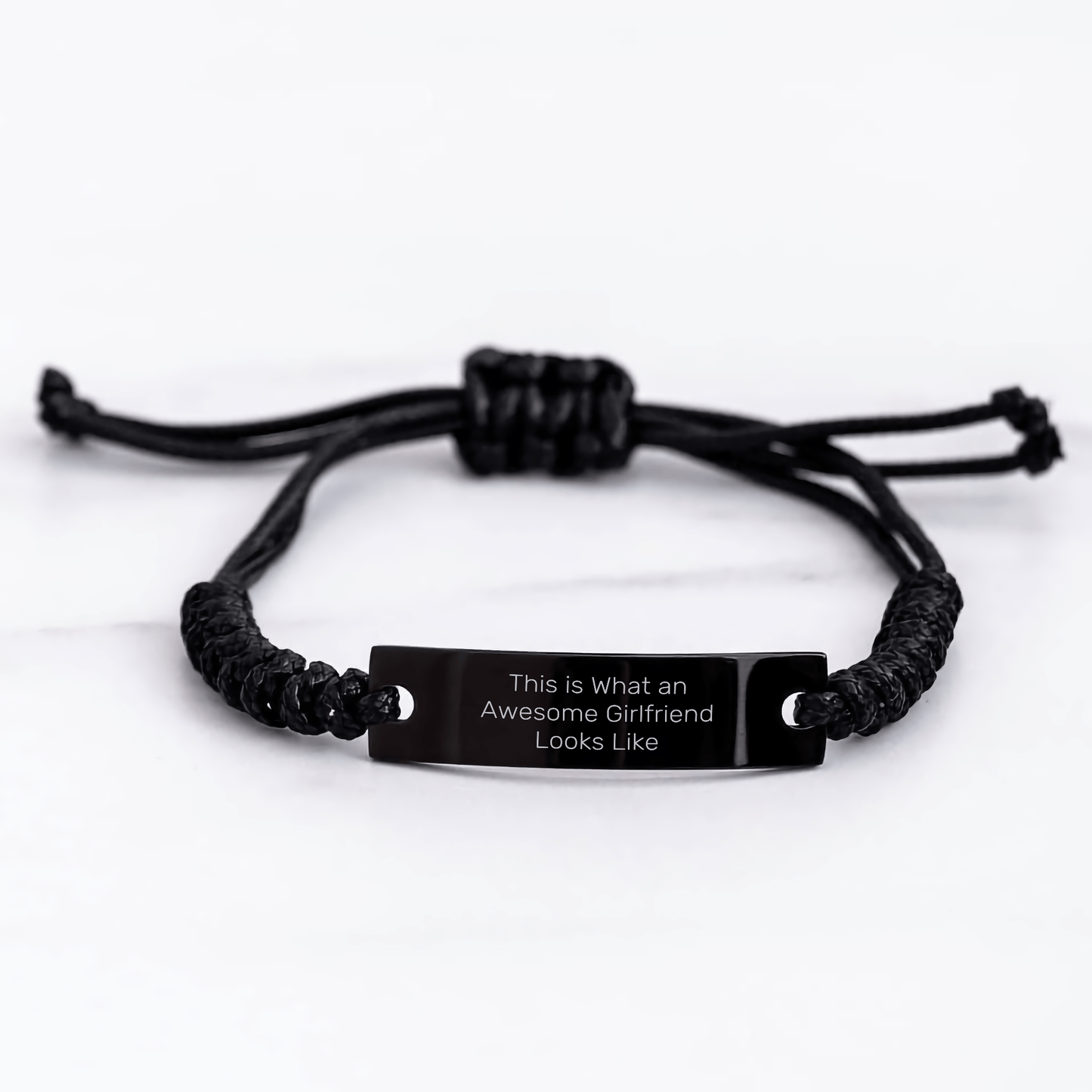 Gifts from Women to Sweetheart, Inspirational Rope Bracelet for Graduation, This Is What An Awesome Sweetheart Looks Like, Adjustable Black Stainless Steel with Interlaced Rope - Victory Thru Vision