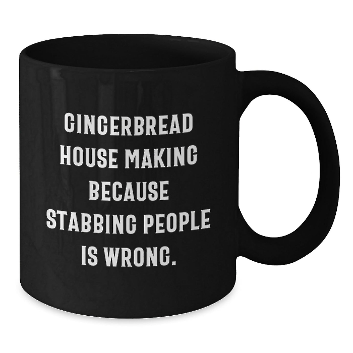 Gingerbread House Making Humor Graduation Gifts from Friends, Coworkers, or Family - Black Coffee Mug, 11oz or 15oz, Microwave and Dishwasher Safe - Victory Thru Vision