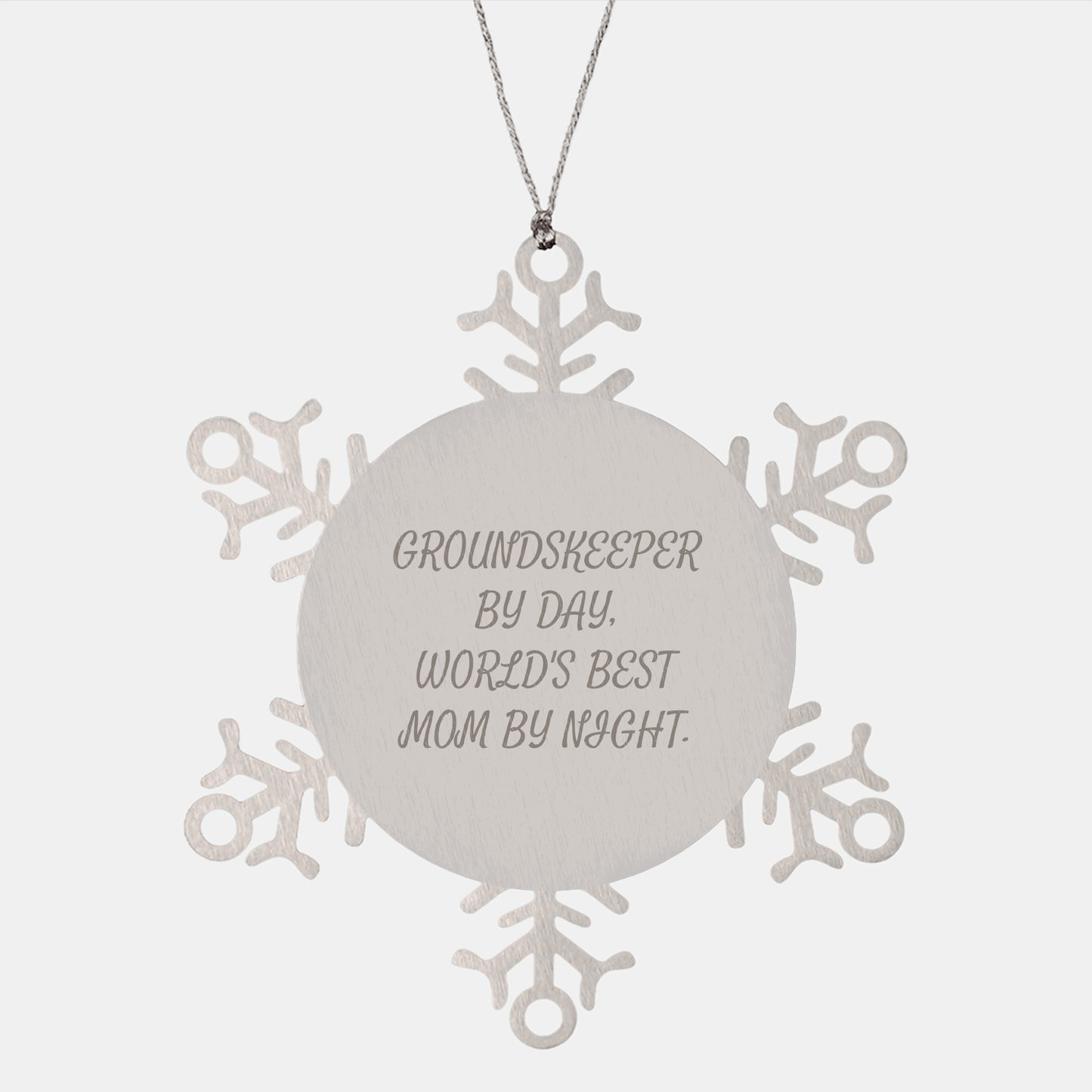 groundskeeper Gifts from Men, Funny Snowflake Ornament for groundskeepers, 'groundskeeper By Day, World's Best Mom By Night.' Christmas Unique Present - Victory Thru Vision