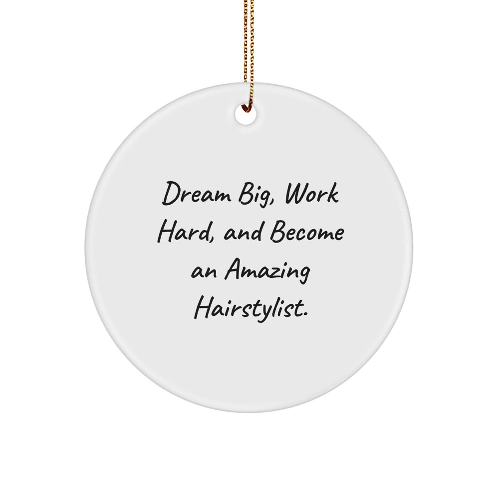 Hairstylist Gifts from Friends, Inspirational Quote Circle Ornament, Dream Big, Work Hard, Christmas Unique Gifts for Hairstylist Women - Victory Thru Vision