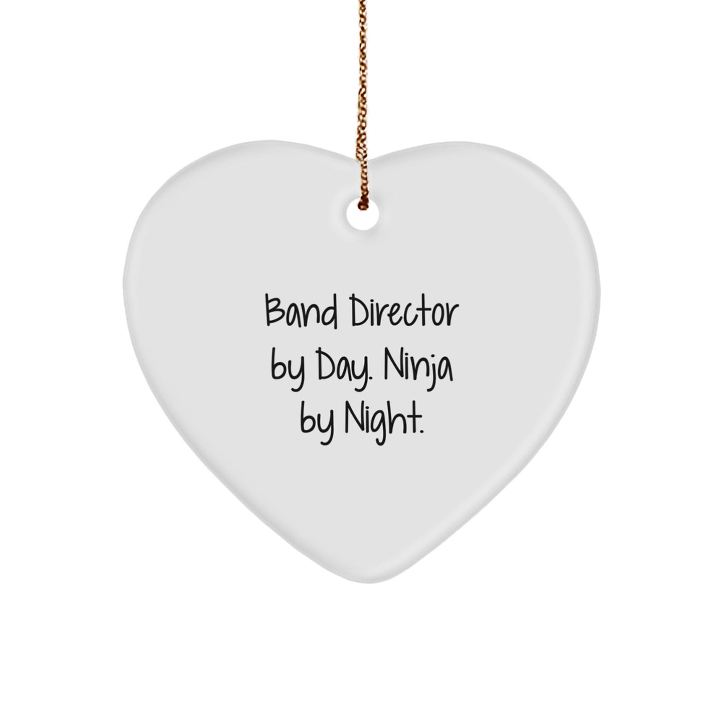 Funny Band Director Gifts from Men to Band Directors by Day, Ninja By Night Heart Ornament Unique Christmas Unique Gifts for Family Friends Coworkers - Image 1
