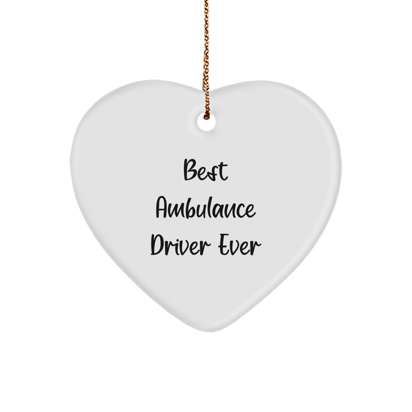Funny Ambulance Driver Gifts from Friends for Ambulance Driver Men - Best Ambulance Driver Ever Heart Ornament, Heart Shaped Christmas Unique Gifts - Image 1