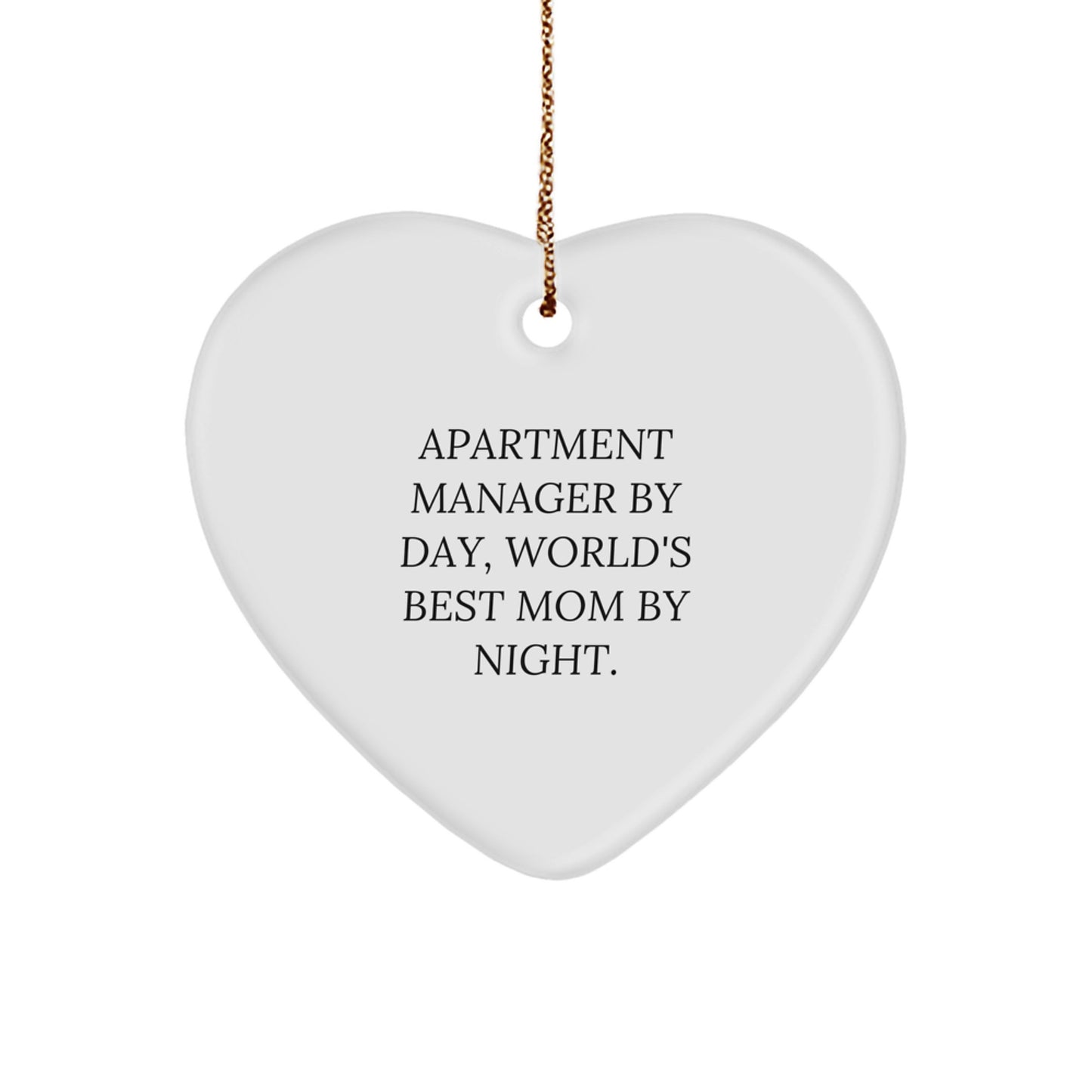 Funny Apartment Manager Gifts, Heart Ornament for World's Best Mom By Night, Christmas Unique Gifts from Family, Friends to Apartment Managers - Image 1