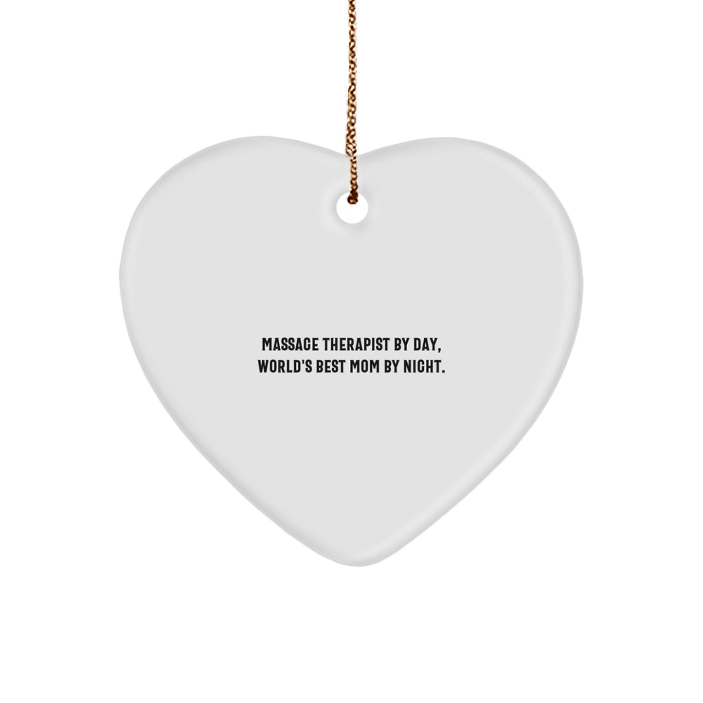 Funny Massage Therapist Gifts, Heart Ornament with 'Massage Therapist By Day, World's Best Mom By Night' - Gifts from Men to Massage Therapist Women at Christmas Unique Gifts - Image 1