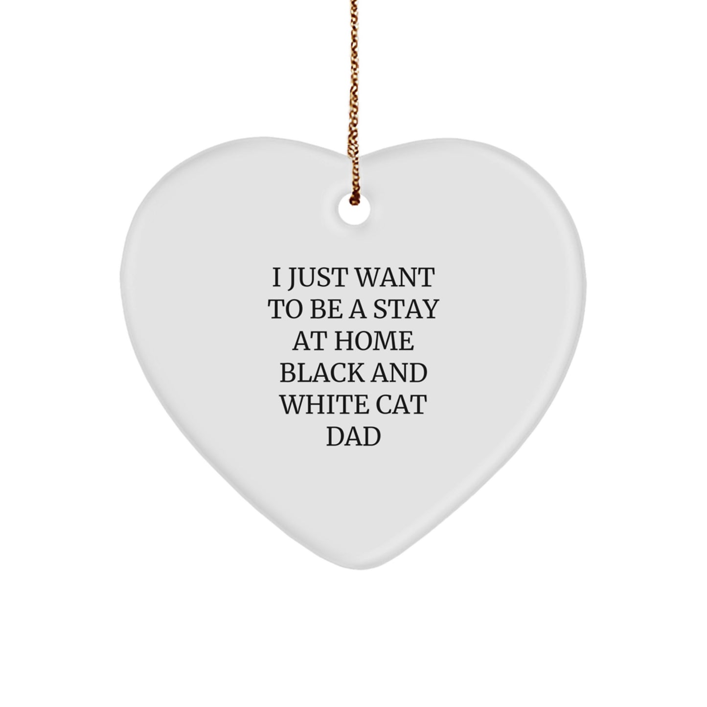 Funny Black and White Cat Dad Heart Ornament Gifts for Men, Gifts from Wife, Husband, Friends, or Family, Black and White Cat Lover Christmas Unique Gifts - Image 1