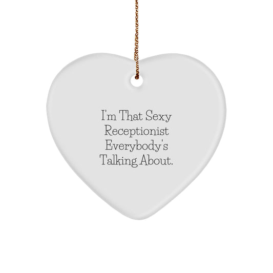 Funny Sexy Receptionist Heart Ornament Gifts from Friends to Women Coworkers and Family, Unique Christmas Unique Gift Ideas for Men Women Receptionists - Image 1