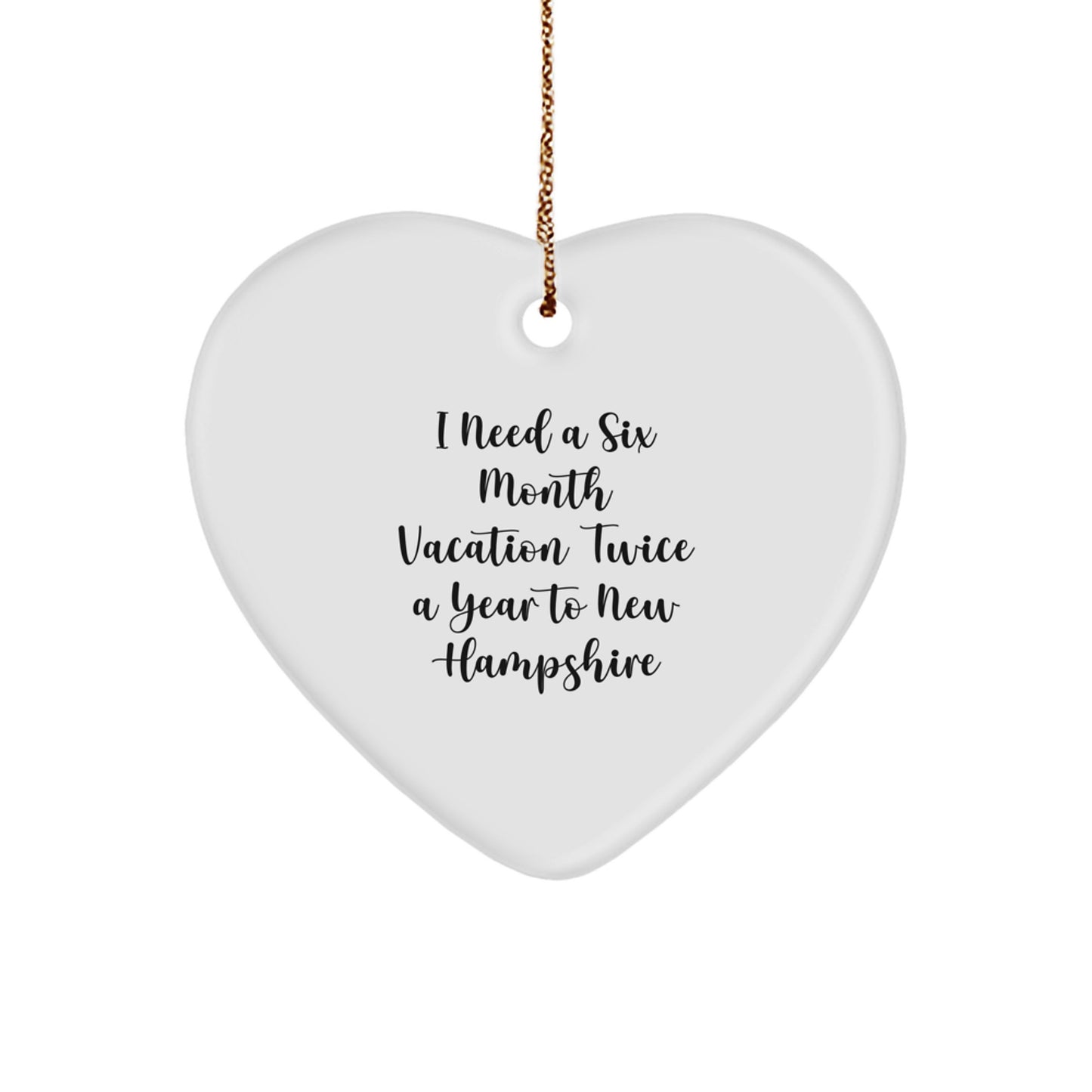 New Hampshire Heart Ornament, Funny Gift from Friends to Family in New Hampshire, Christmas Unique Gifts from Home - Image 1