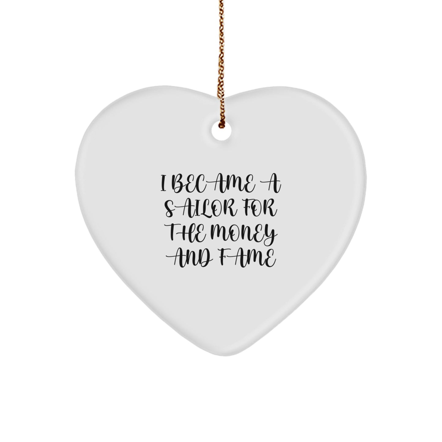 Funny Sailor Heart Ornament Gifts from Men to Friends, Unique Christmas Decorations for Sailor Home, Heart Shaped Decor - Image 1