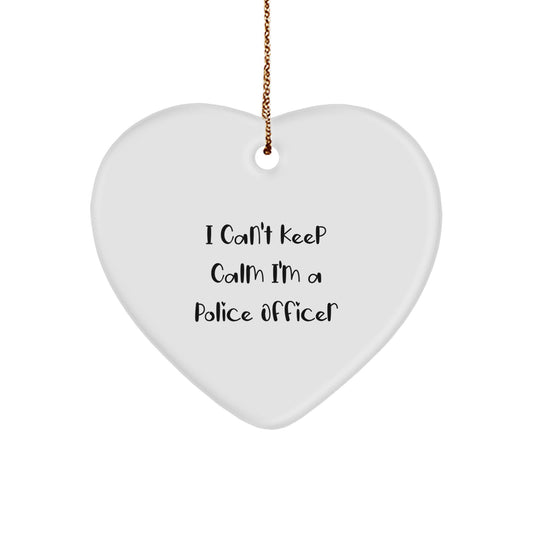 Funny Police Officer Gifts from Mom - I Can't Keep Calm Heart Ornament for Police Officer - Unique Christmas Unique Gifts for Him - Image 1