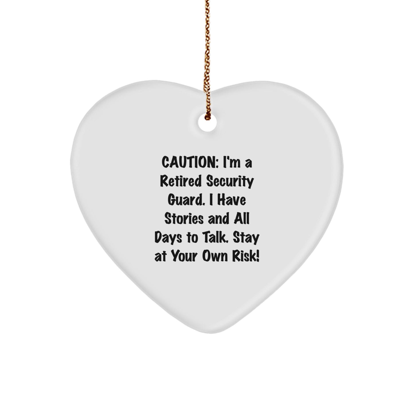 Security Guard Funny Ornament, Funny Heart Ornament for Security Guard Friends, Gifts for Security Guard Men, Heart Shaped Security Guard Ornaments - Image 1