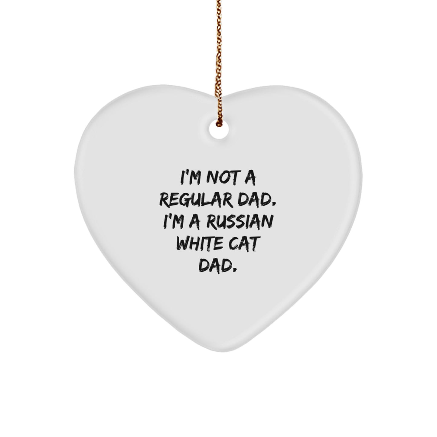Funny Russian White Cat Dad Gift, Heart Ornament for Men, Russian White Cat Lovers, Christmas Unique Gifts from Family, Friends, Coworkers - Image 1