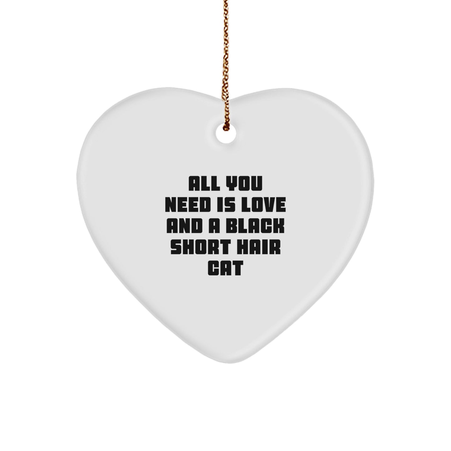 Love and Laughter Black Short Hair Cat Heart Ornament Gifts from Friends, Family, or Coworkers for Christmas - Image 1