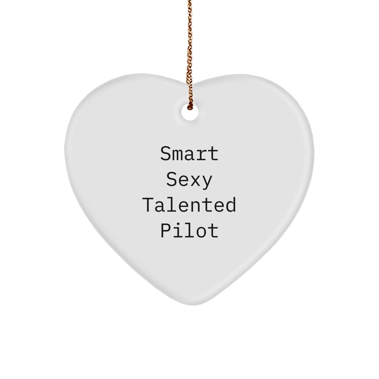 Smart Sexy Talented Pilot Inspired Heart Ornament for Pilot Friend or Family Christmas Unique Gifts from Men Women or Coworkers - Image 1