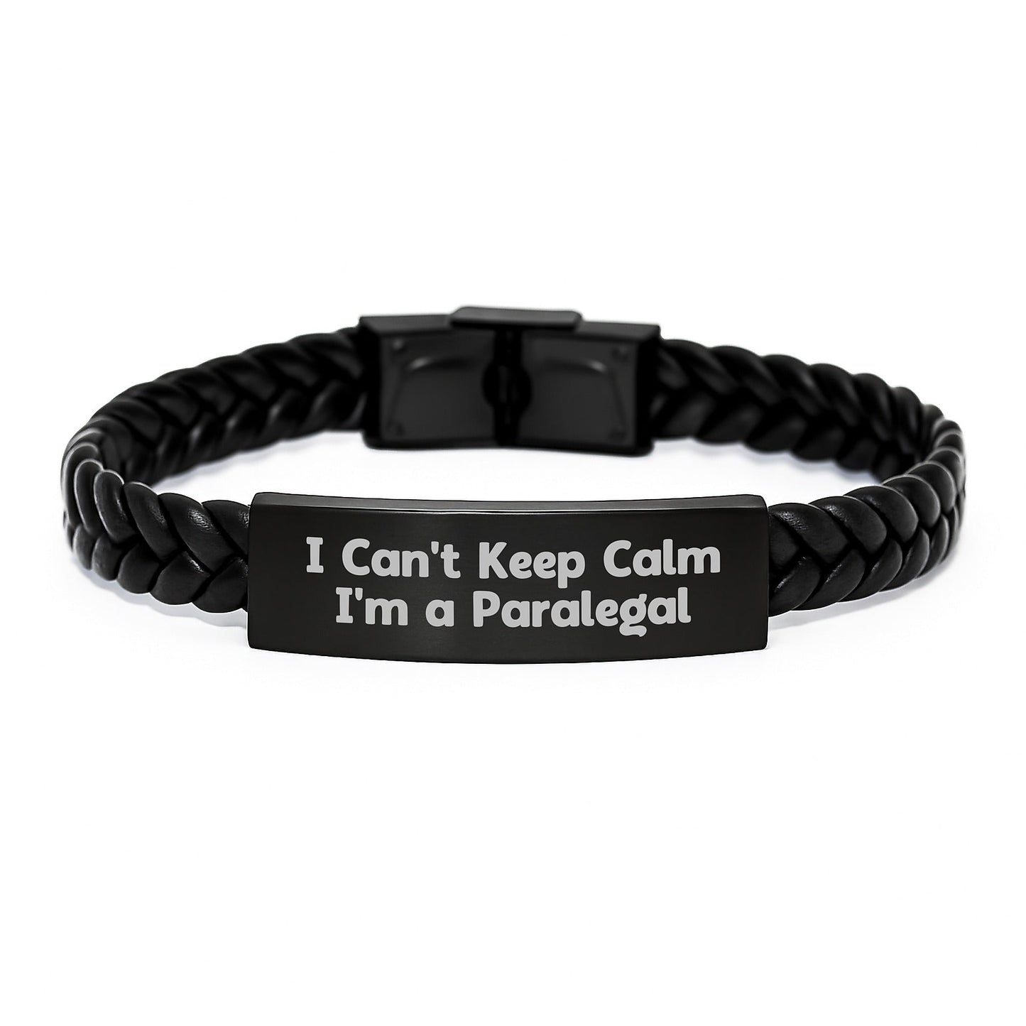 I Can't Keep Calm I'm A Paralegal Graduation Gifts for Her - Interlaced Leather Bracelet with Engraved Stainless Steel - Gifts from Family to Paralegal - Victory Thru Vision