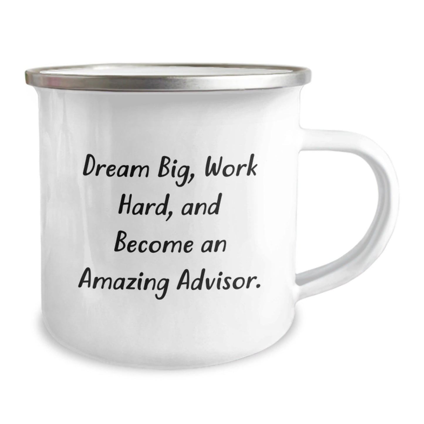 Inspirational Advisor Gifts for Men, Gifts from Family to Men, Graduation Unique Gifts, 'Dream Big Work Hard' Camping Mug - Victory Thru Vision