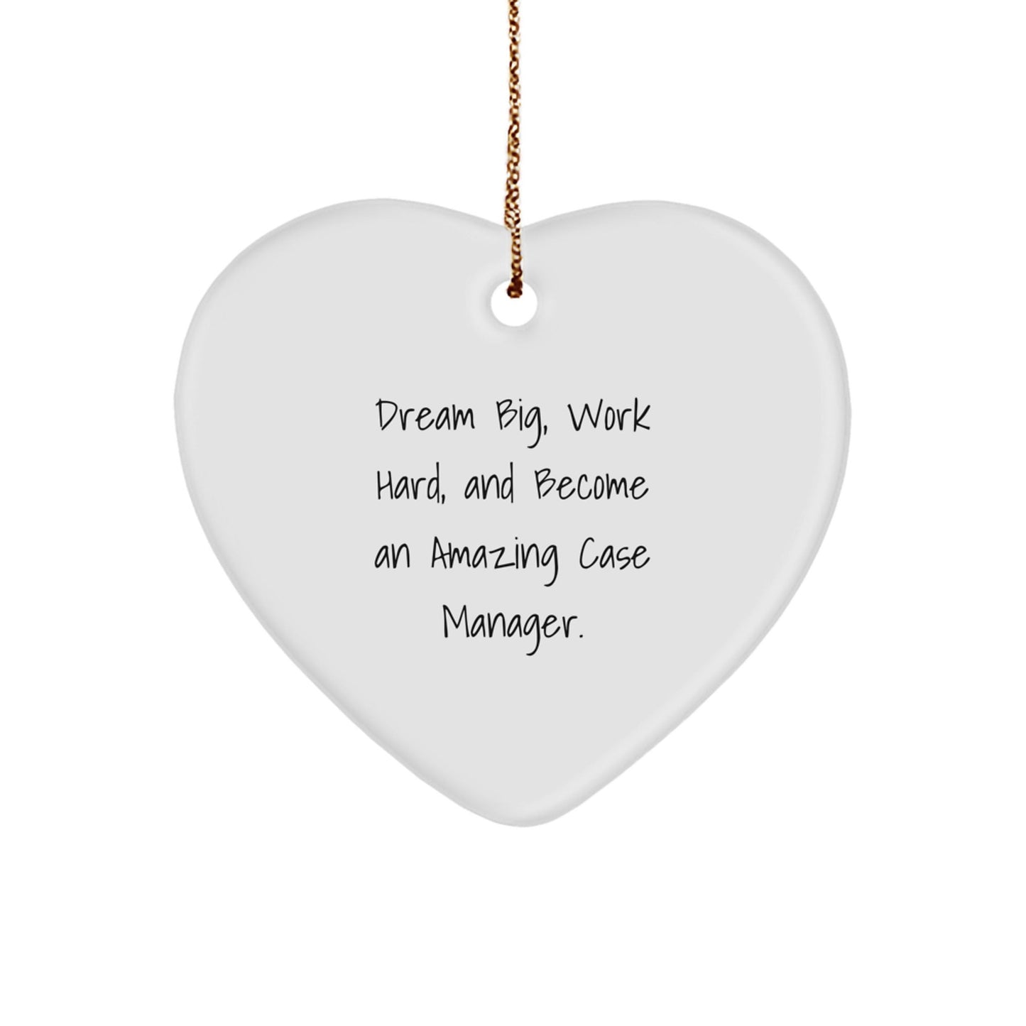 Inspirational Case Manager Gifts, Dream Big and Work Hard - Heart Ornament for Christmas - Victory Thru Vision