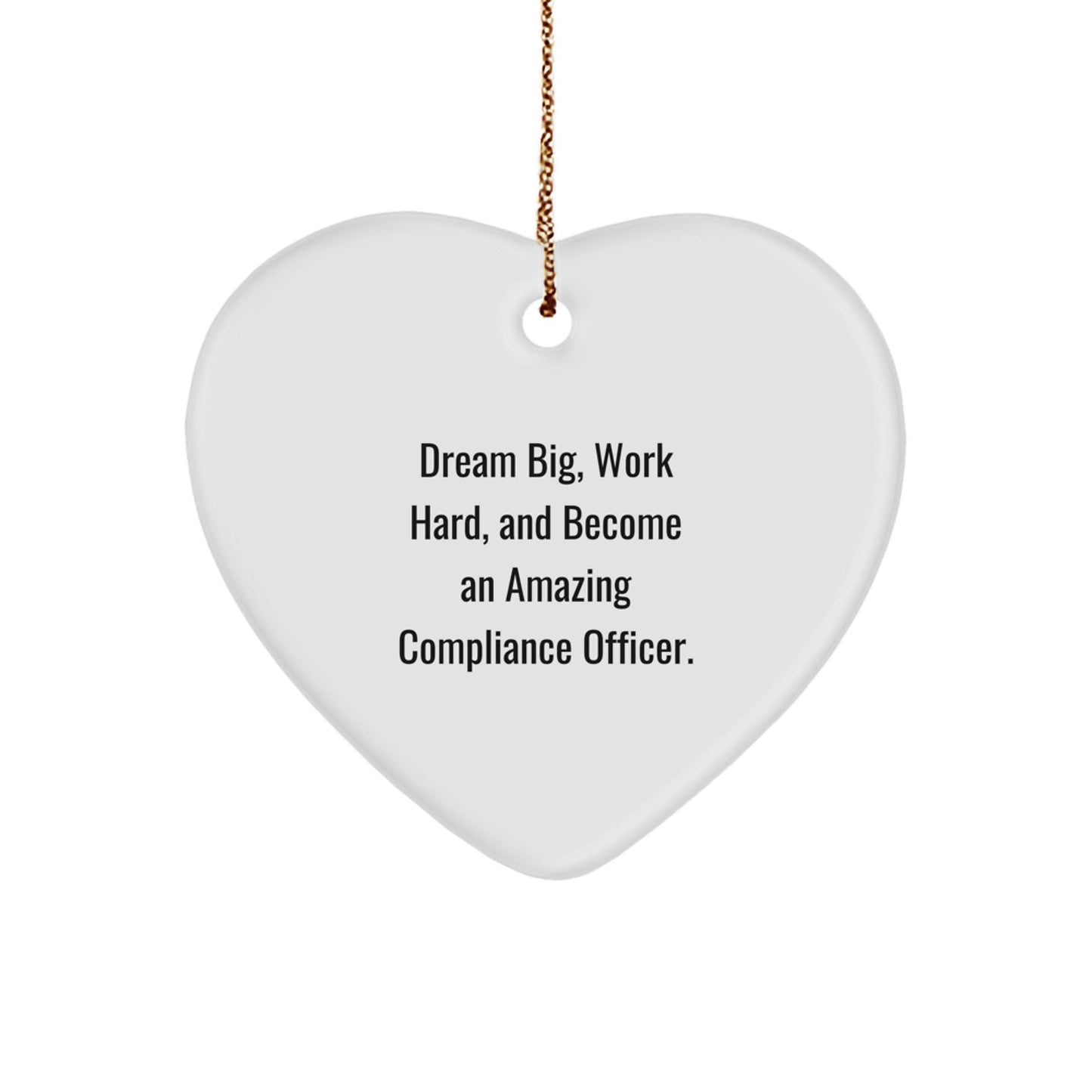 Inspirational Compliance Officer Gifts, Funny Heart Ornament 'Dream Big, Work Hard' for Christmas, Gifts from Friends to Compliance Officer - Victory Thru Vision