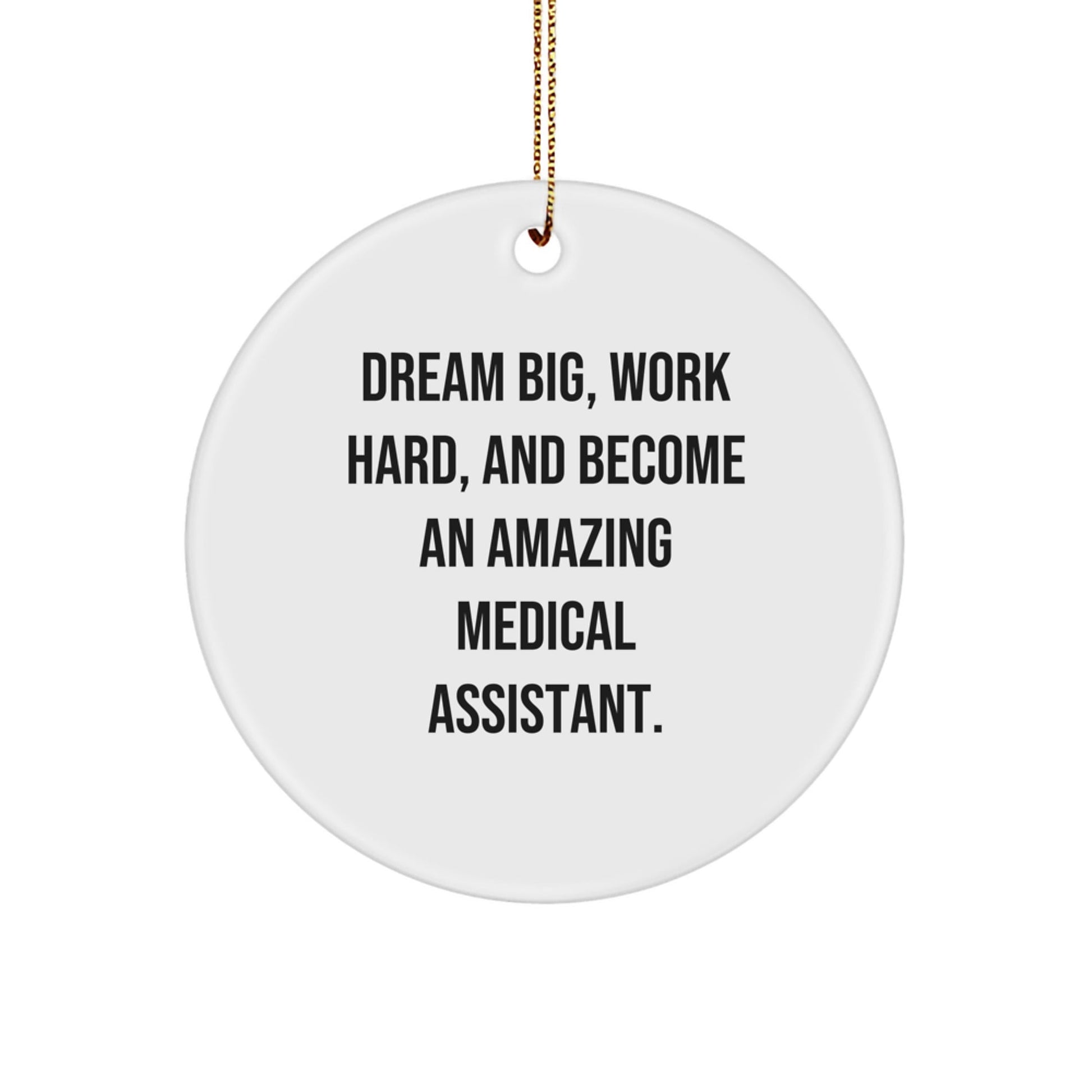 Inspirational Medical Assistant Gifts from Friends for Christmas - 'Dream Big' Circle Ornament - Victory Thru Vision