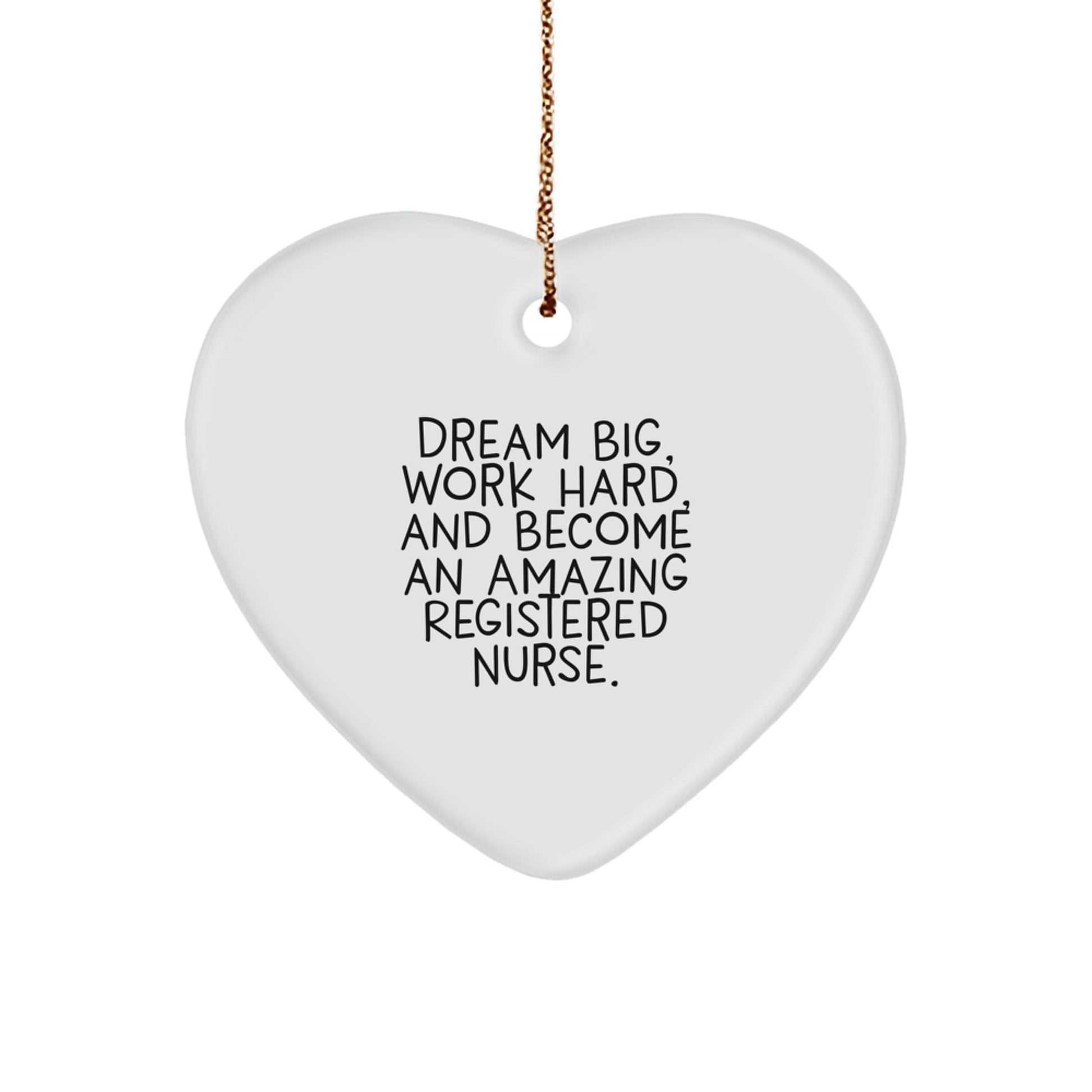 Inspirational Registered Nurse Gifts from Friends - Heart Ornament for Christmas - 'Dream Big, Work Hard, And Become An Amazing Registered Nurse.' - Victory Thru Vision