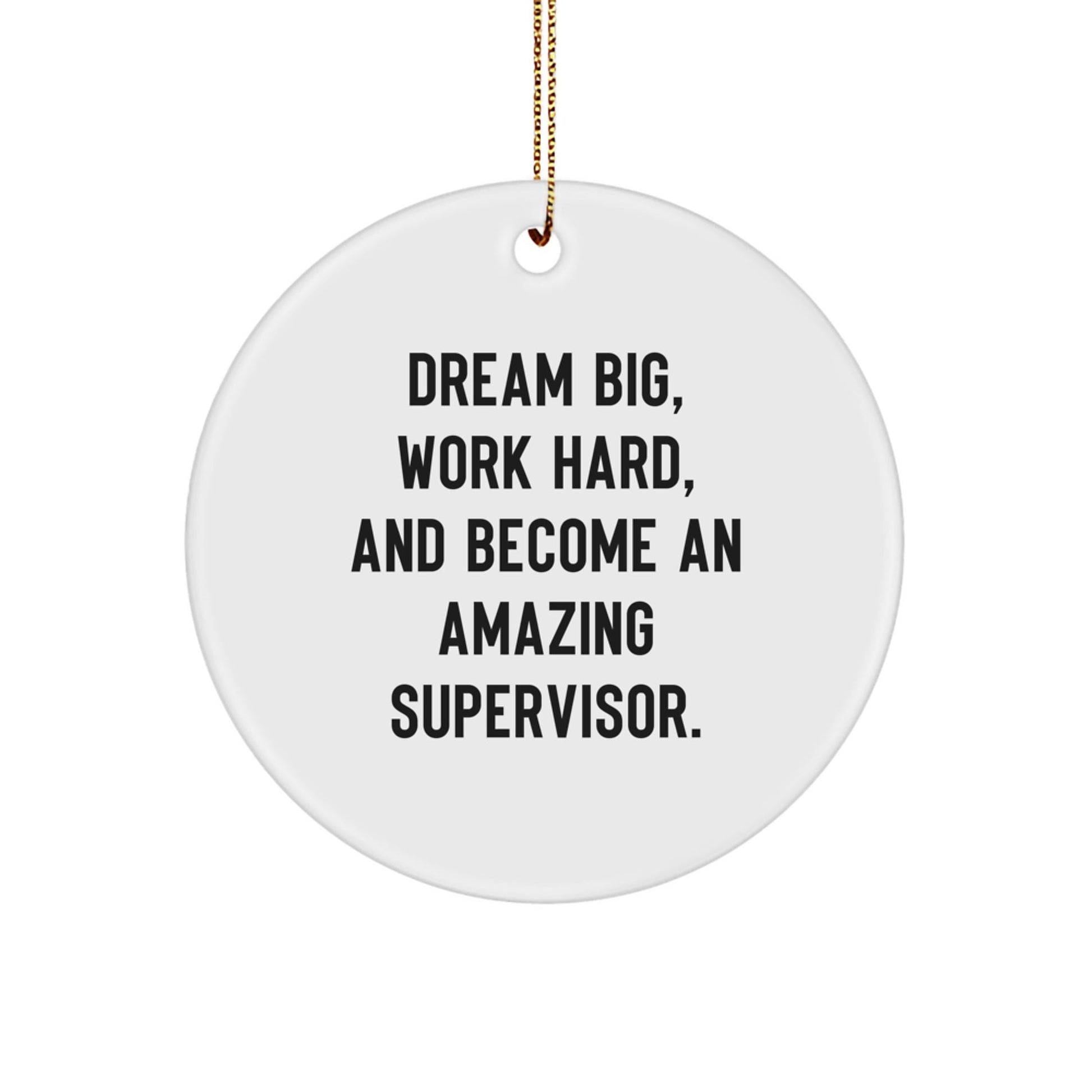 Inspirational Supervisor Gifts for Men - 'Dream Big, Work Hard, And Become An Amazing Supervisor.' Circle Ornament for Christmas, Gifts from Men to Supervisor - Victory Thru Vision