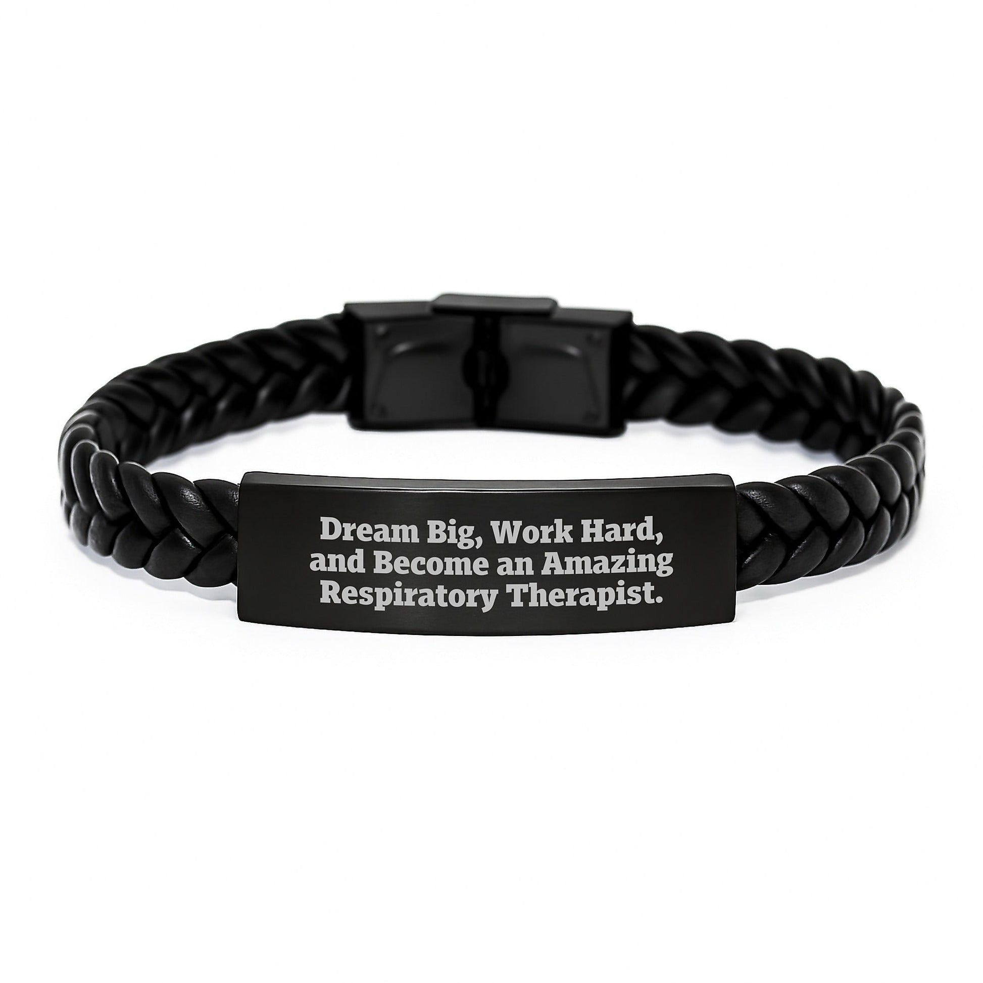 Inspiring Respiratory Therapist Gifts, Dream Big Interlaced Leather Bracelet for Graduation - Gifts from Friends to Become An Amazing Respiratory Therapist. - Victory Thru Vision