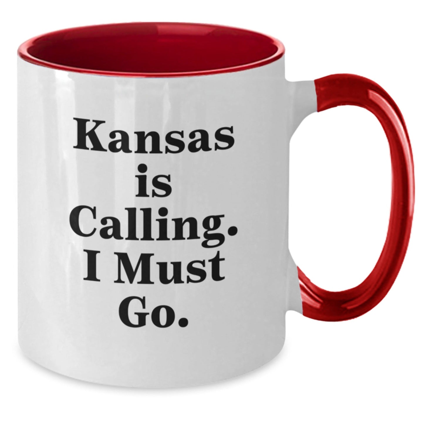 Kansas Calls, Funny Two Tone Coffee Mugs Gifts from Friends to Kansas, Inspirational Graduation Unique Gifts - Victory Thru Vision