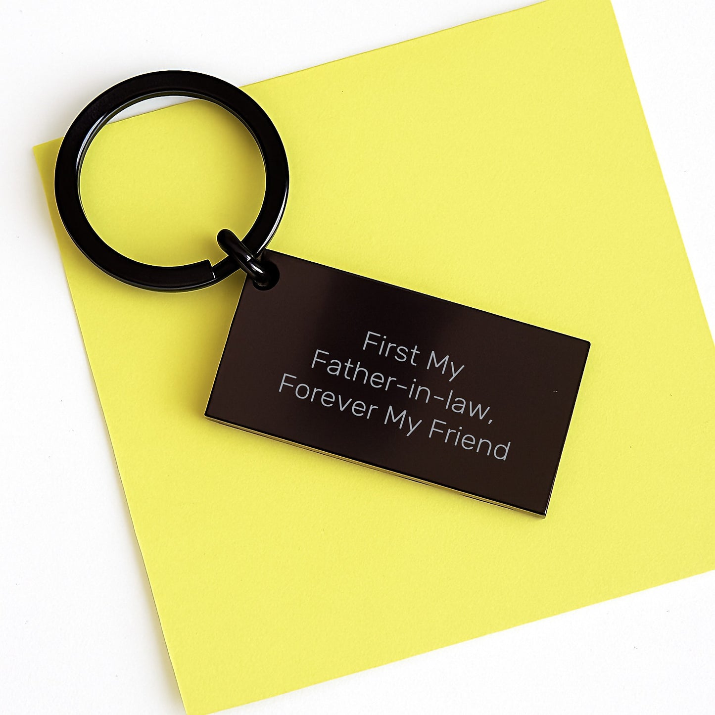 Funny Father-in-law Gifts, Keychain with Engraved 'First My Father-in-law, Forever My Friend' Quote, Black Stainless Steel Keychain for Father-in-law, Christmas Unique Gifts for Men from Family - Image 3