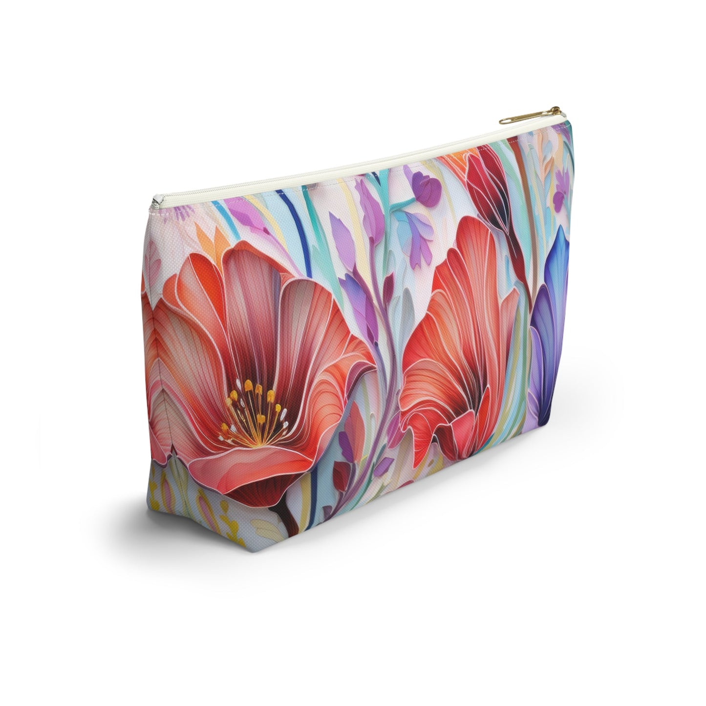 Lily Flowers Accessory Pouch, Floral Accessory Pouch, Makeup Bag, Cosmetic Case, Zippered Pouch, Gift for Her - Victory Thru Vision