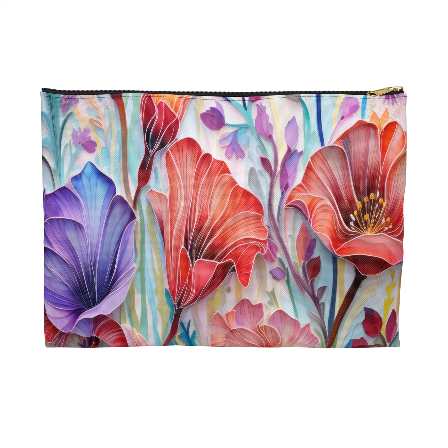 Lily Flowers Accessory Pouch, Floral Makeup Bag, Botanical Zipper Pouch, Garden Lover Toiletry Bag, Flower Print Travel - Victory Thru Vision